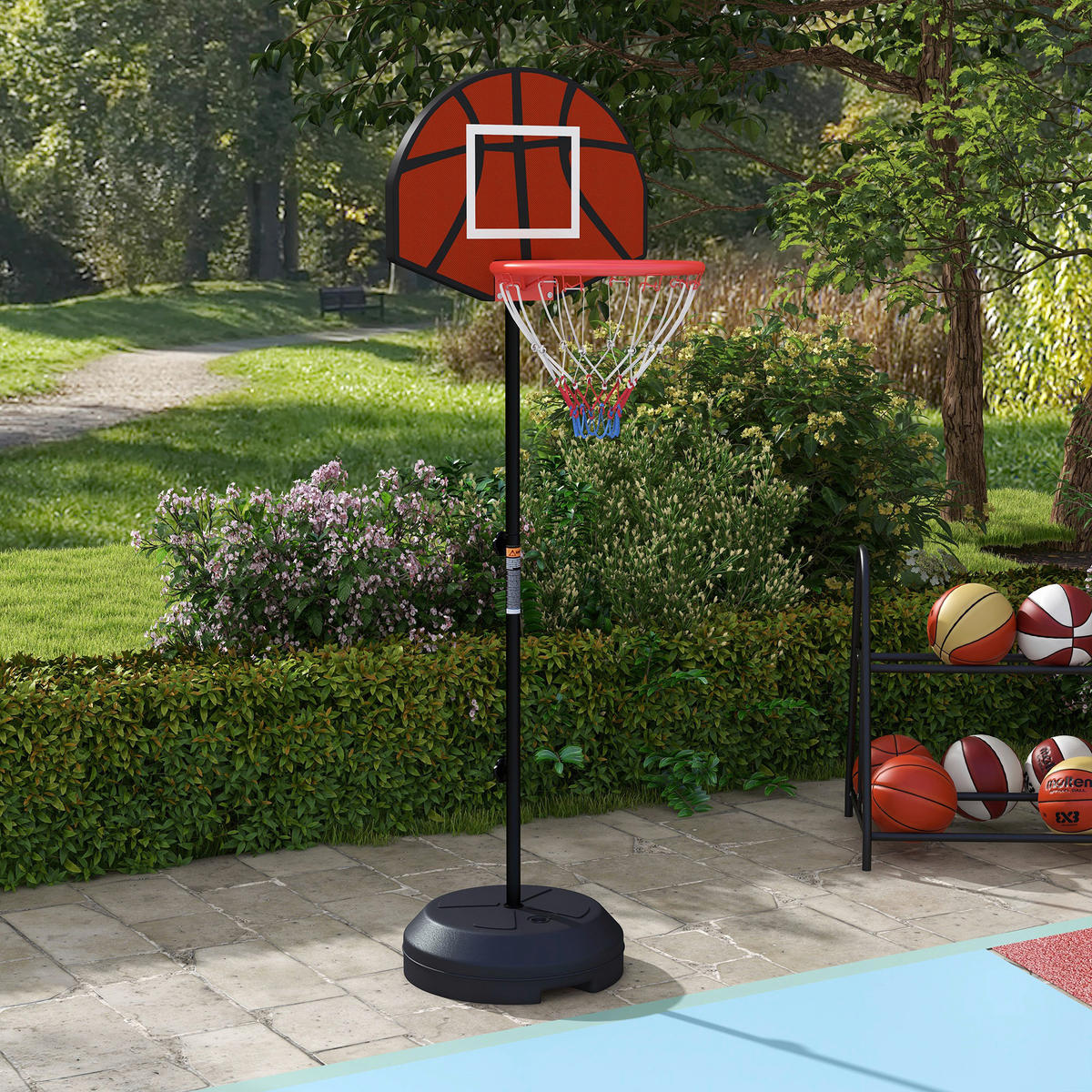 SPORTNOW Basketballständer braun Stahl B/H/L: ca. 38x179x38 cm Basketballständer - braun/schwarz (38,00/38,00/179,00cm) - SPORTNOW