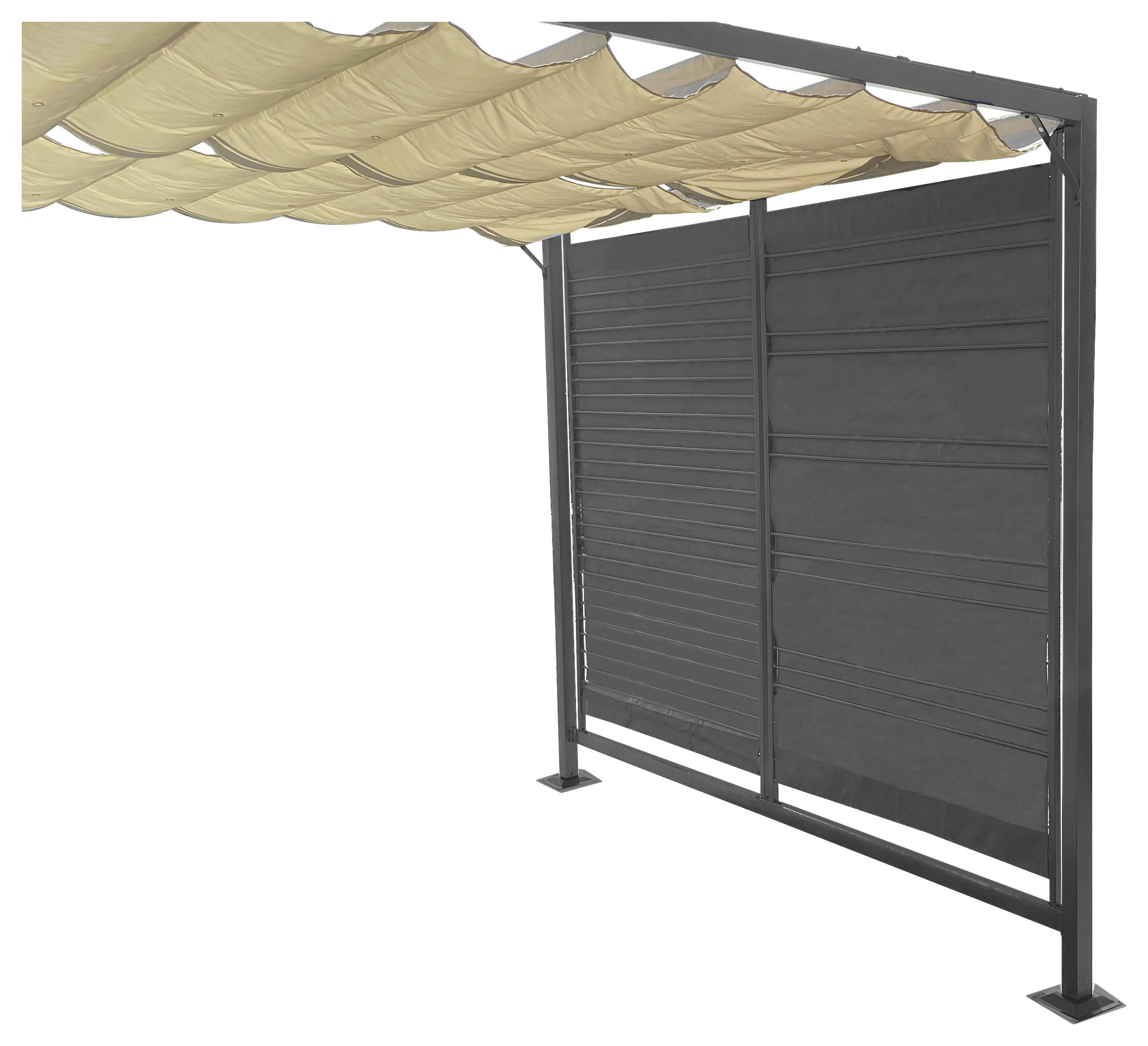 Grasekamp Seitenteile für Flachdachpergola Venecia grau Textilene B/L: ca. 129x220 cm Venecia - grau (129,00/220,00cm) - Grasekamp