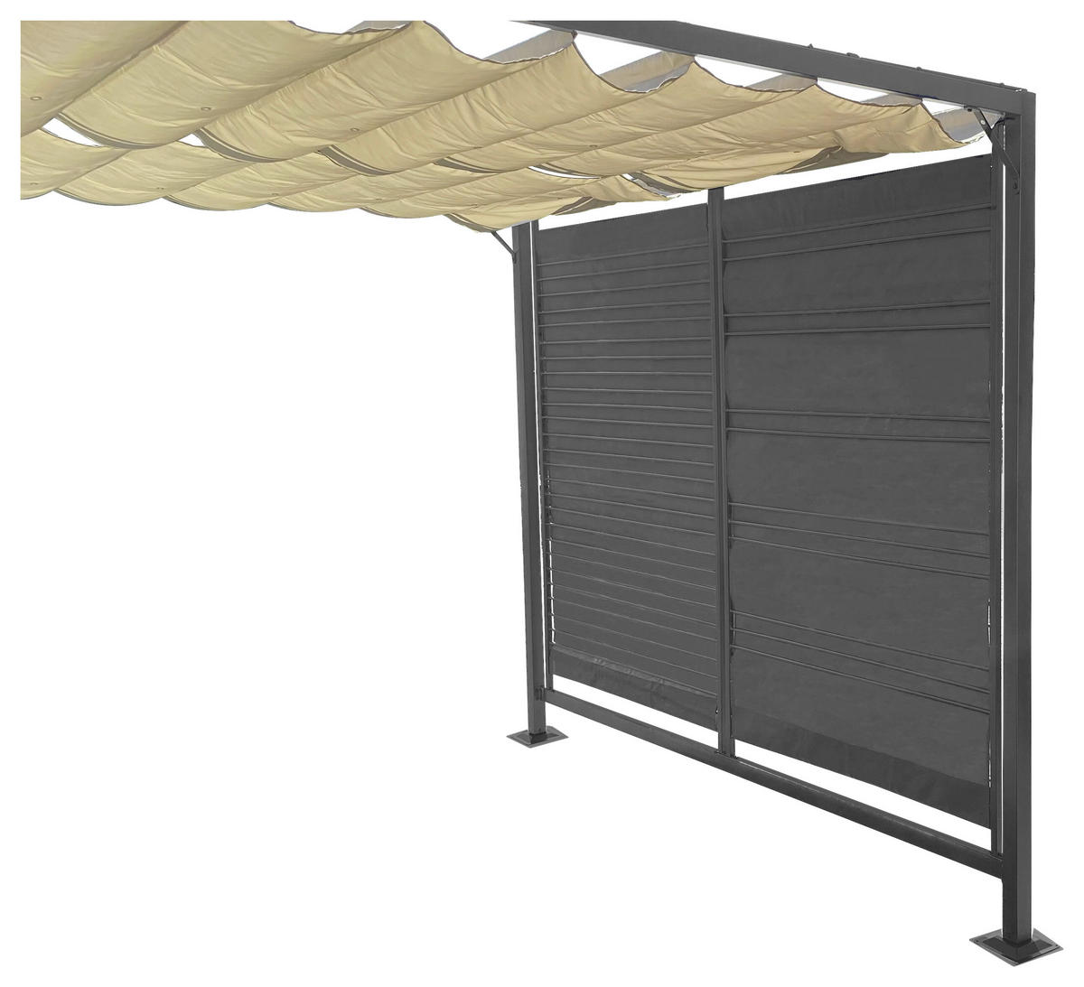 Grasekamp Seitenteile für Flachdachpergola Venecia grau Textilene B/L: ca. 129x220 cm Venecia - grau (129,00/220,00cm) - Grasekamp
