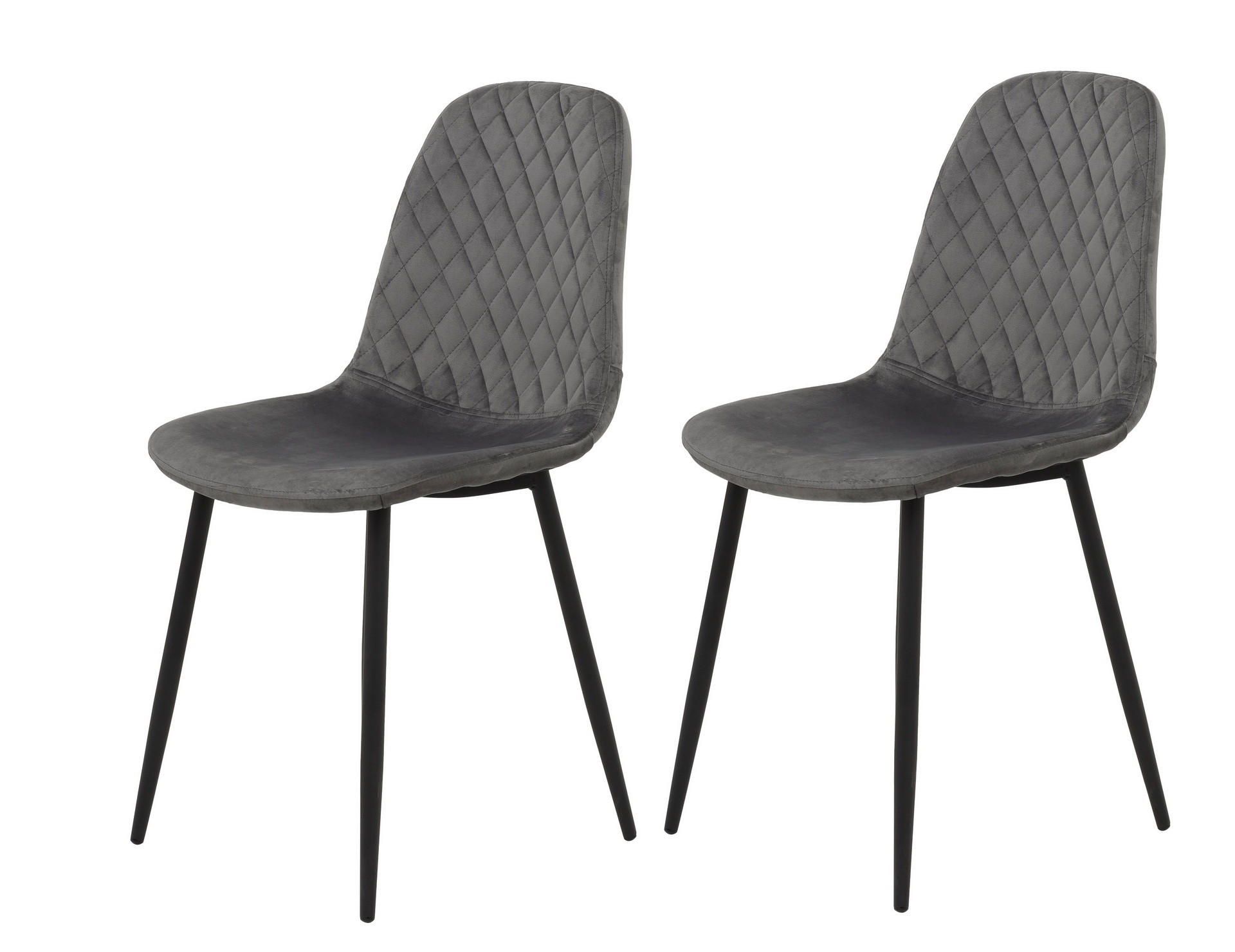 Stuhl Mira 2er Set grau Samtoptik B/H/T: ca. 44x89x53,5 cm Mira 2er Set - schwarz/grau (44,00/89,00/53,50cm) - Hela