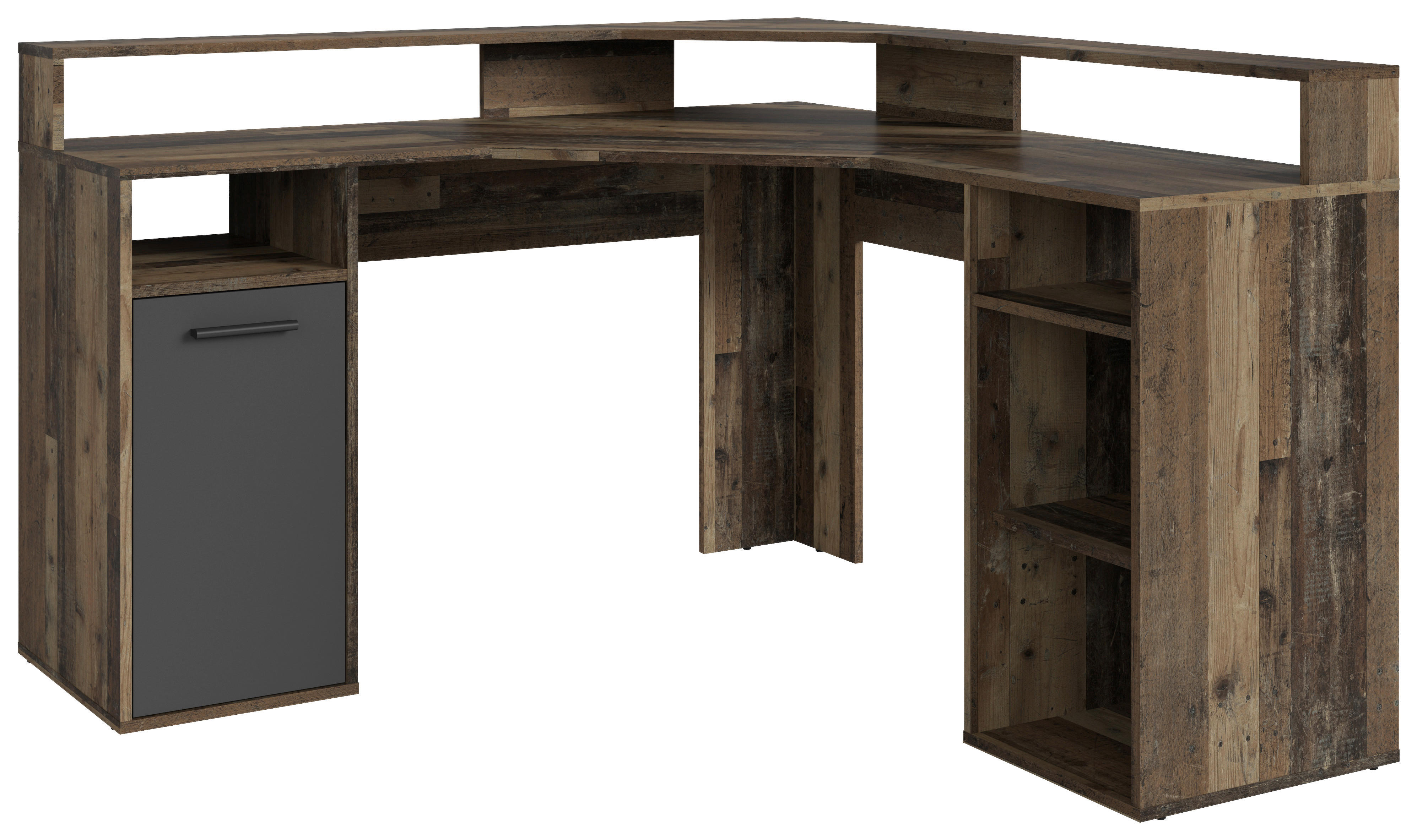 Schreibtisch FOX Eiche Old Wood Nachbildung anthrazit B/H/T: ca. 139x90,8x139 cm FOX - Eiche/anthrazit (139,00/90,80/139,00cm) - byLIVING