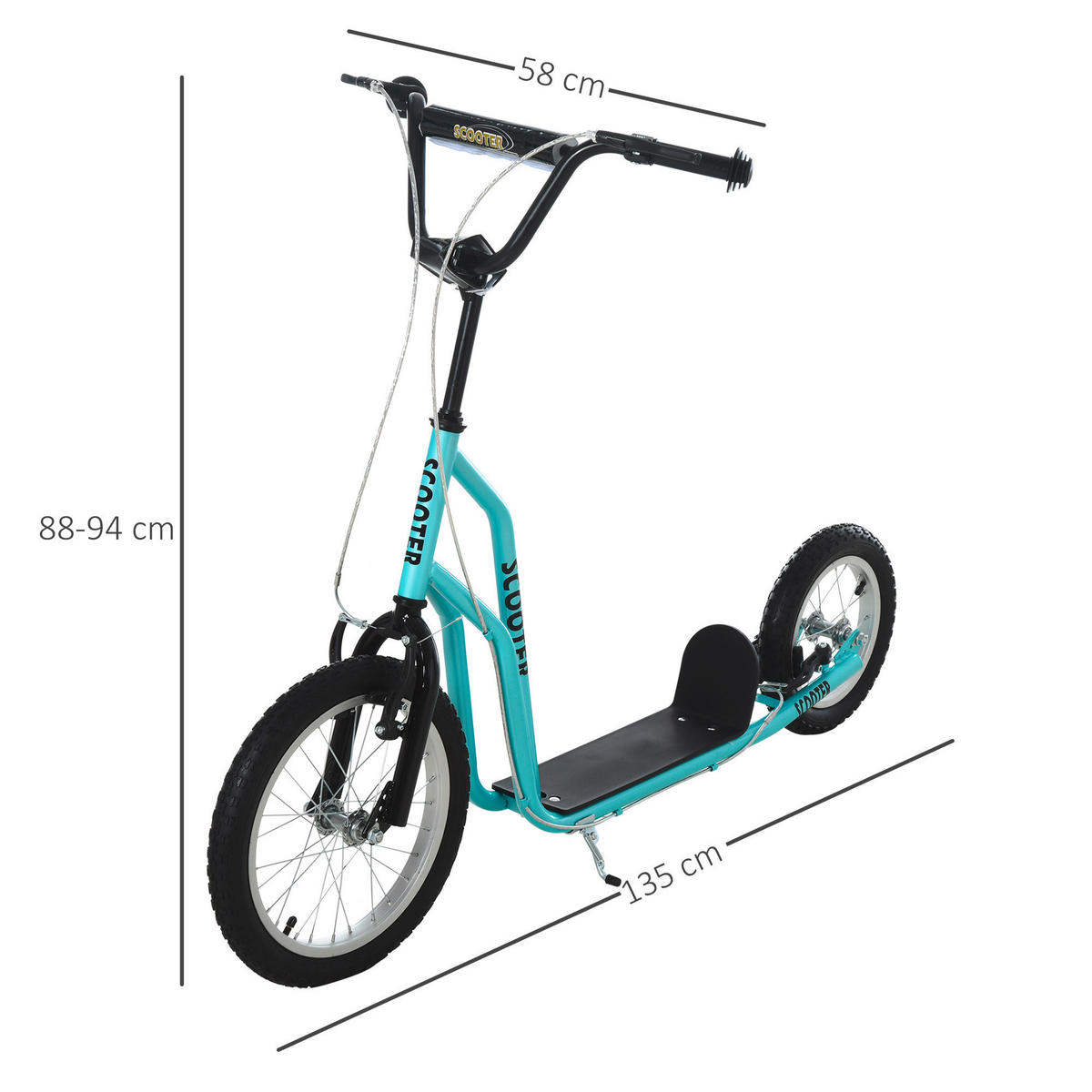 HOMCOM Kinderroller hellblau B/H/L: ca. 58x94x135 cm Kinderroller_mit_Handbremse - hellblau (135,00/58,00/94,00cm) - HOMCOM