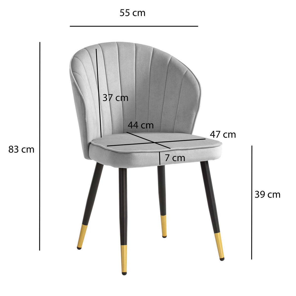 Stuhl 2er Set grau Polyester 2er Set - grau - Wohnling