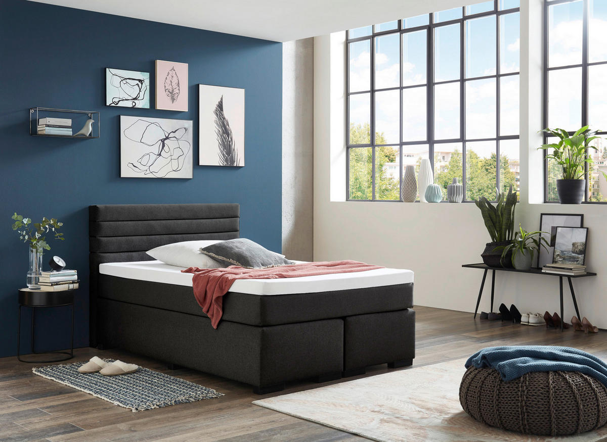 Boxspringbett Kokomo anthrazit Liegefläche B/L: ca. 140x200 cm Kokomo - anthrazit (140,00/211,00cm)