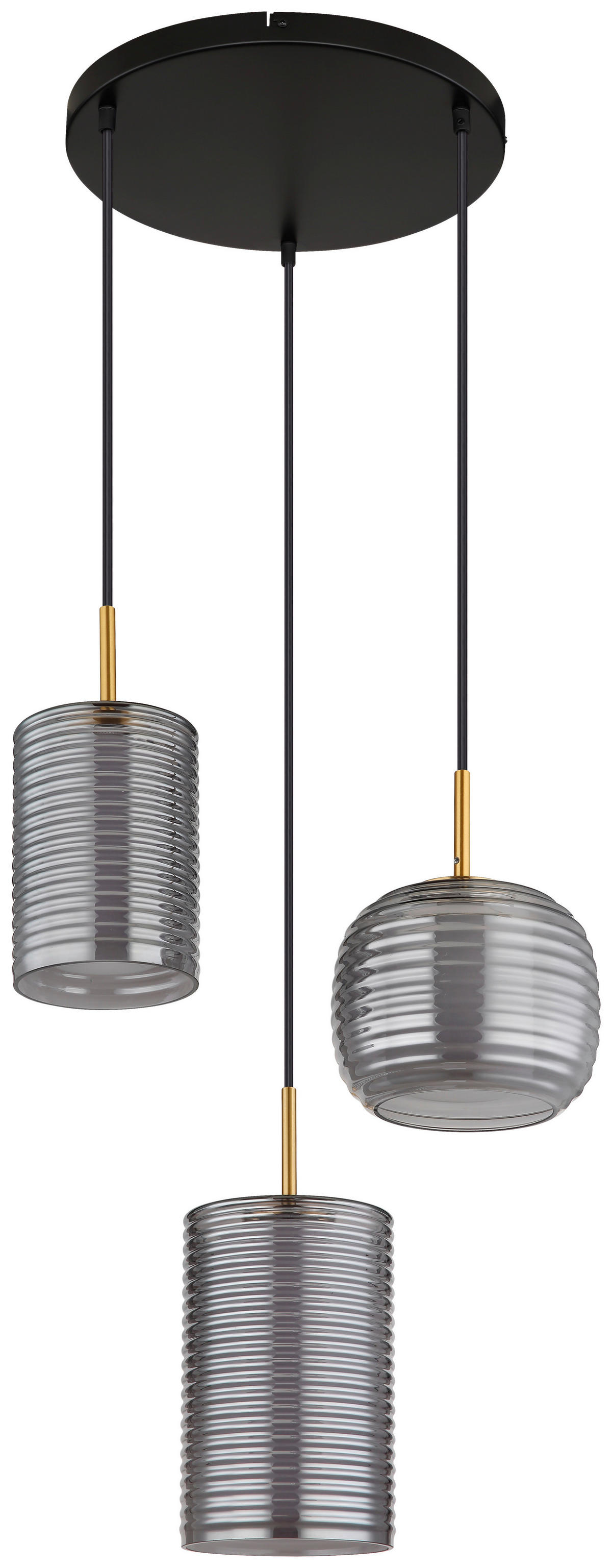 GLOBO LED-Pendelleuchte messing Rauch mattschwarz Glas Metall Aluminium H/D: ca. 150x50 cm LAMPIGNA - messing/Rauch (50,00/150,00cm) - GLOBO