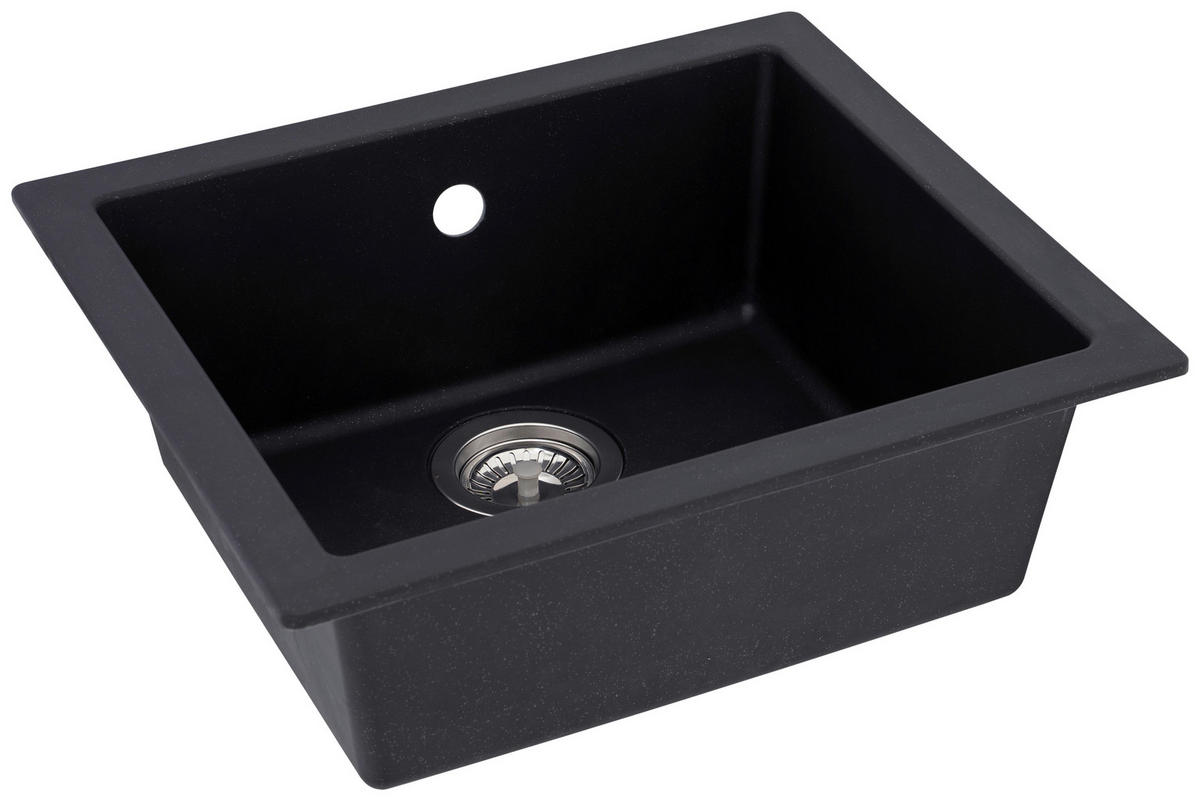 Respekta Einbauspüle Ohio 50 x 44 S schwarz Mineralite B/H/T: ca. 44x19x50 cm Ohio 50 x 44 S - schwarz (44,00/19,00/50,00cm) - Respekta