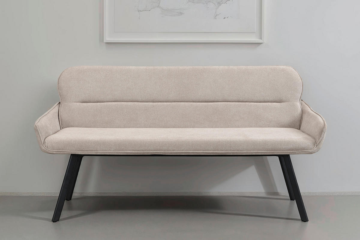 Sitzbank RICO schwarz taupe Metall Stoff B/H/T: ca. 160x90x62 cm RICO - schwarz/taupe (160,00/90,00/62,00cm) - byLIVING