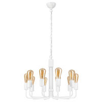 Lamkur Pendelleuchte weiß Stahl B/H/L: ca. 54x98x54 cm E27 10 Brennstellen TIFFANY - weiß (54,00/54,00/98,00cm) - Lamkur