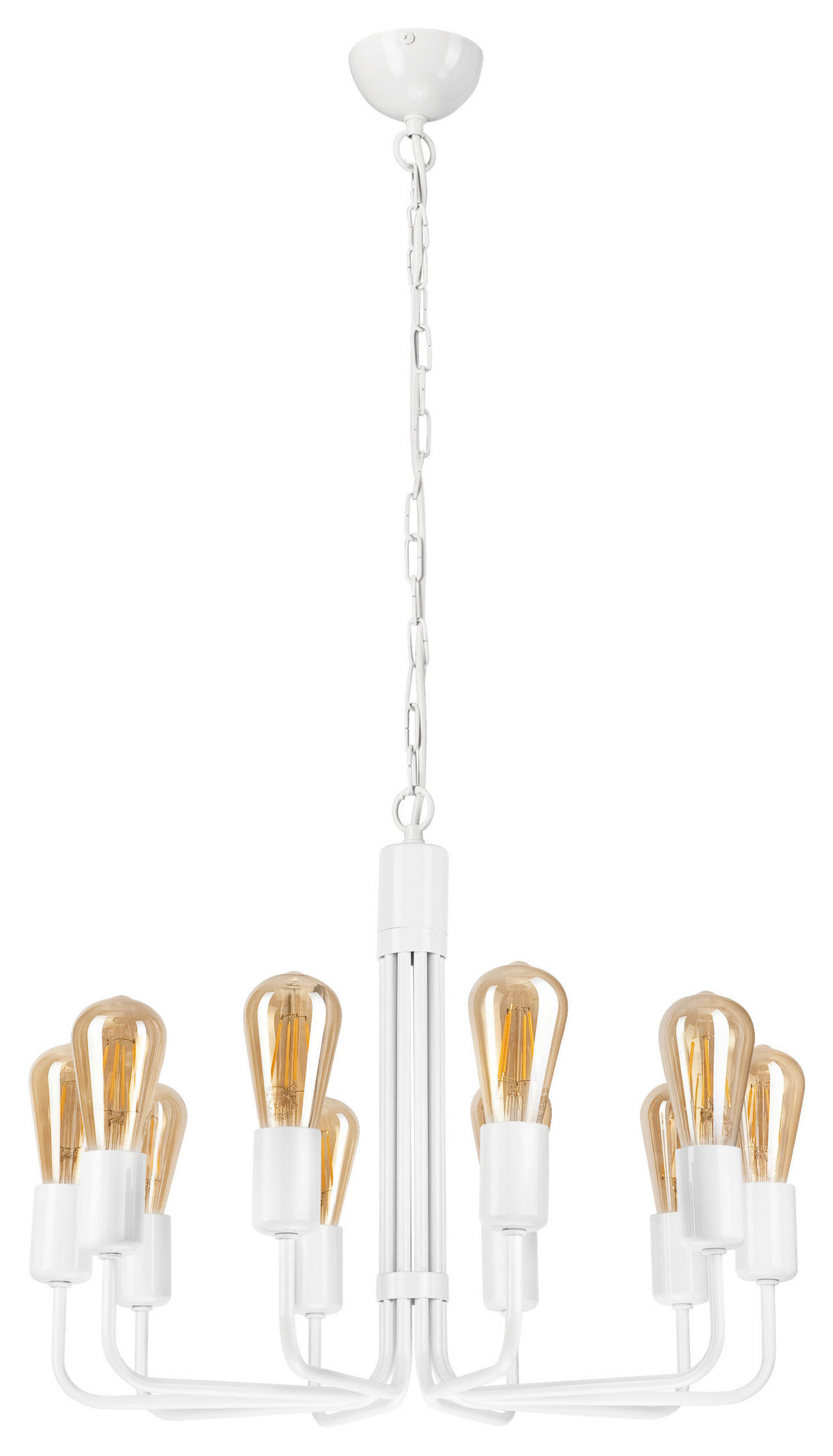 Lamkur Pendelleuchte weiß Stahl B/H/L: ca. 54x98x54 cm E27 10 Brennstellen TIFFANY - weiß (54,00/54,00/98,00cm) - Lamkur