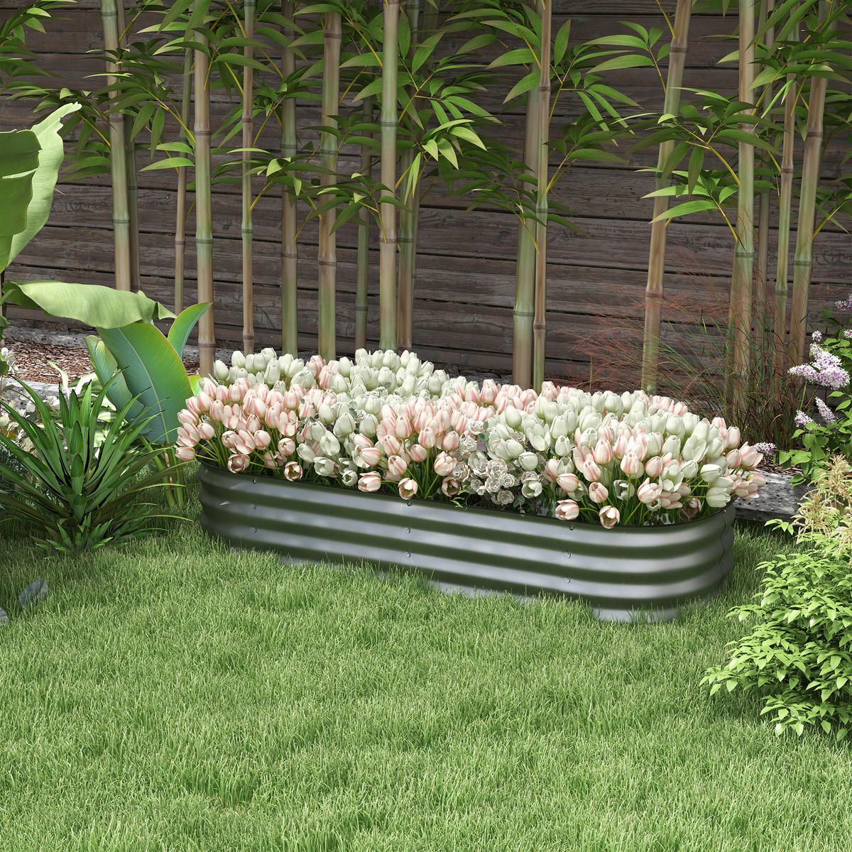 Outsunny Hochbeet silber Metall B/H/L: ca. 62x30x150 cm Hochbeet - silber (150,00/62,00/30,00cm) - Outsunny