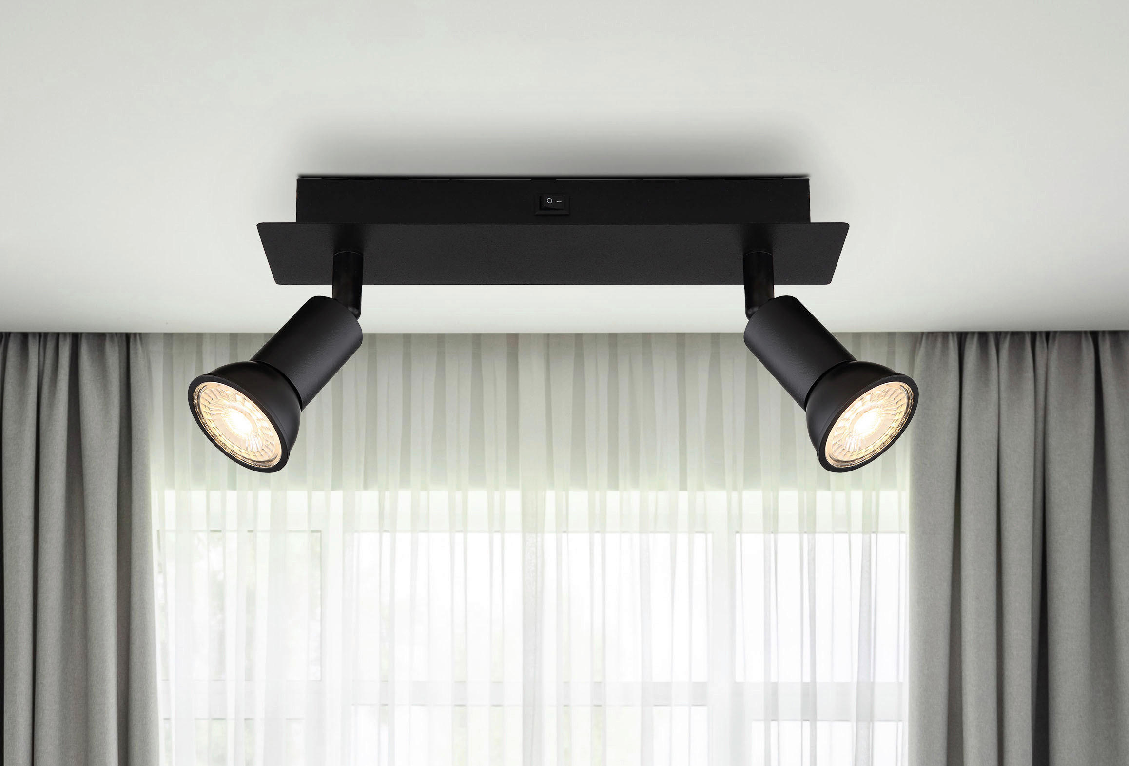 GLOBO Spot schwarz Metall B/H/T: ca. 6x9x25 cm GU10 2 Brennstellen DREW - schwarz (6,00/9,00/25,00cm) - GLOBO