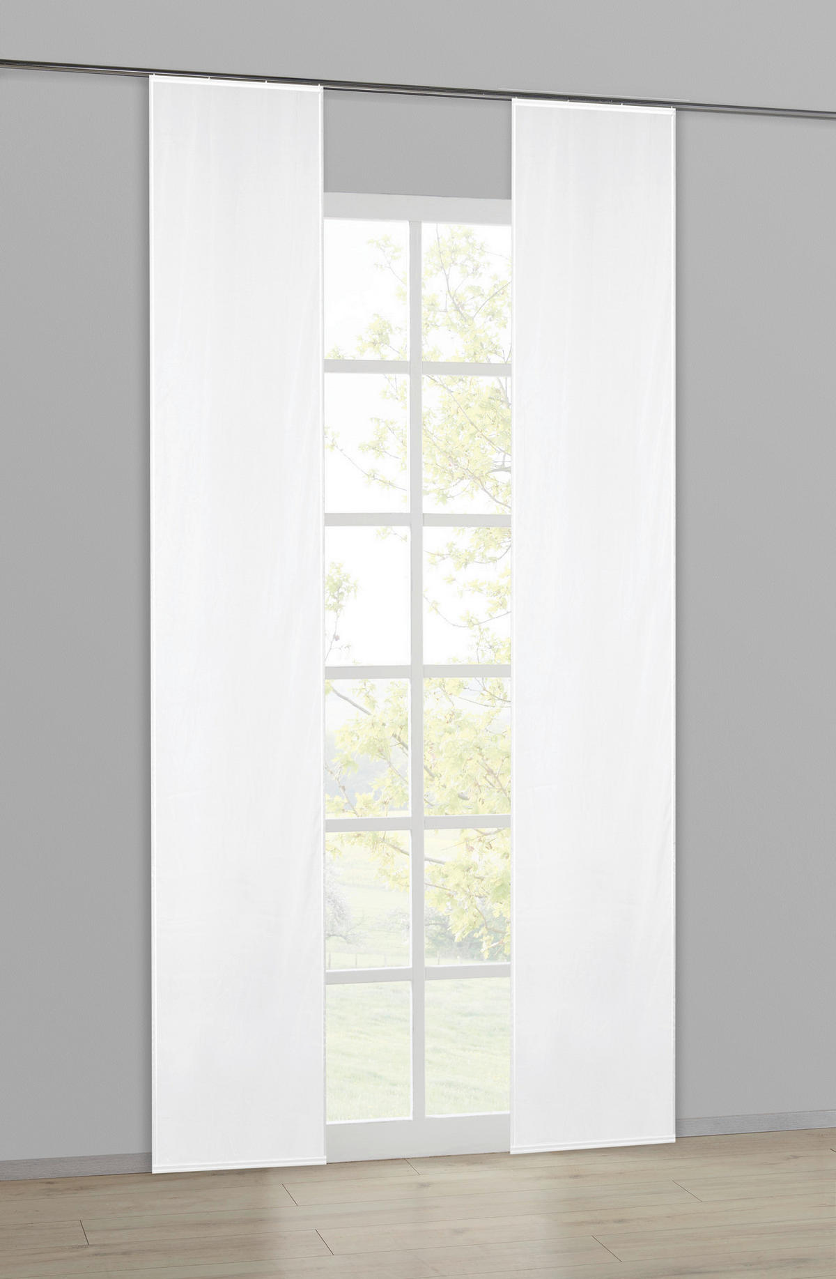 POCOline Schiebevorhang Nouveau weiß B/L: ca. 60x245 cm Nouveau - weiß (60,00/245,00cm) - POCOline