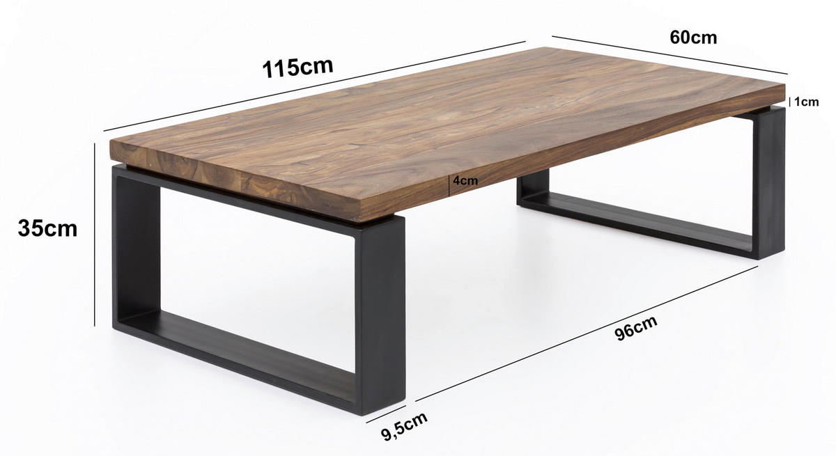 Couchtisch braun B/H/T: ca. 115x35x60 cm Couchtisch - braun (115,00/35,00/60,00cm) - Wohnling