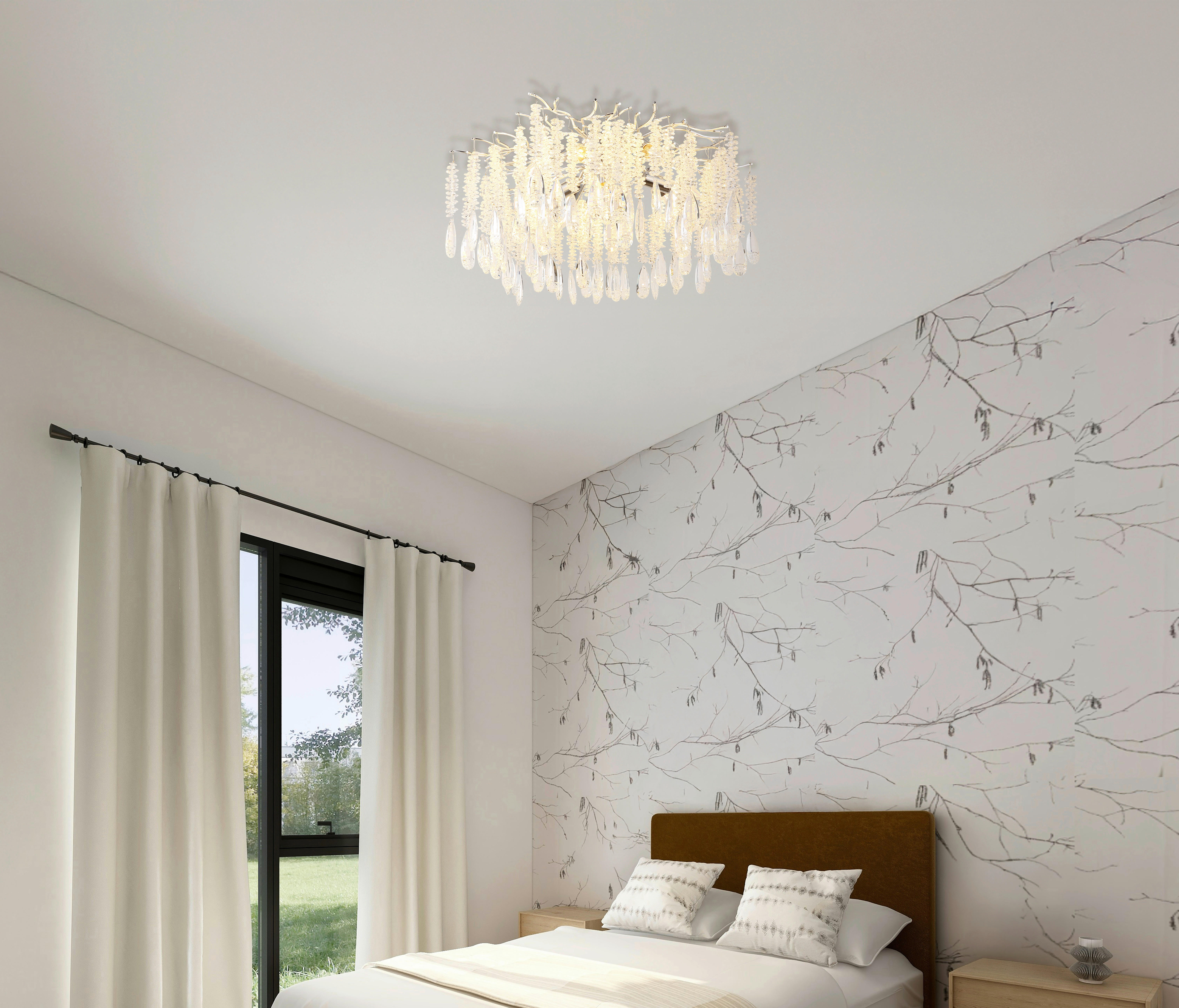 GLOBO Deckenleuchte silber klar Glas Metall H/D: ca. 45x60 cm E14 8 Brennstellen Kinga - klar/silber (60,00/45,00cm) - GLOBO