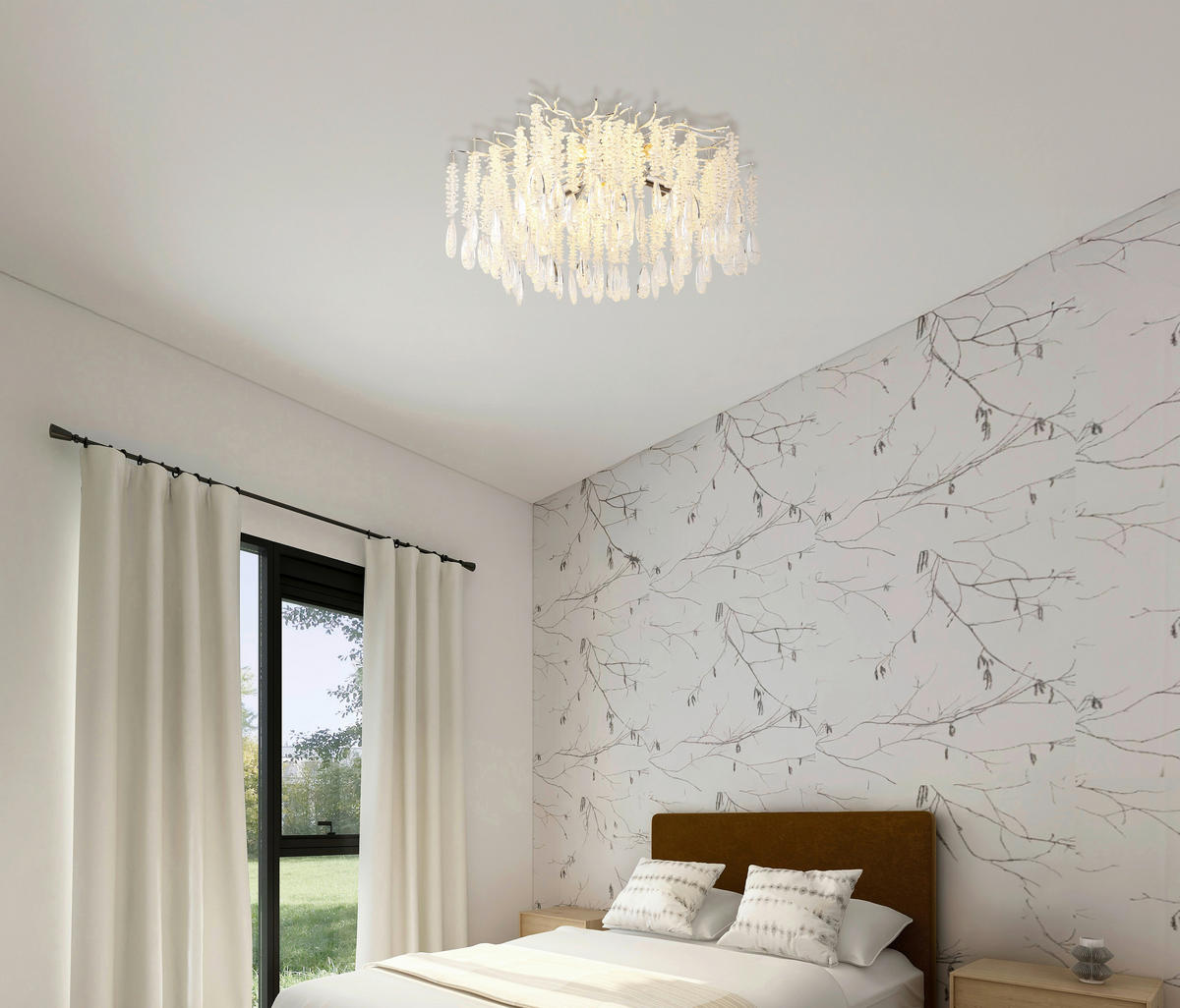 GLOBO Deckenleuchte silber klar Glas Metall H/D: ca. 45x60 cm E14 8 Brennstellen Kinga - klar/silber (60,00/45,00cm) - GLOBO