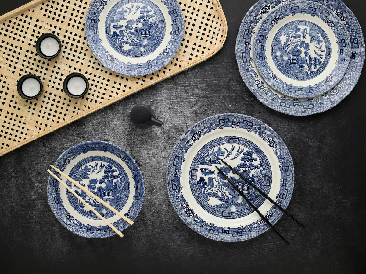 CreaTable Tafelservice China Town blau Steingut 18 tlg. China Town - blau (31,00/30,00/32,00cm) - CreaTable