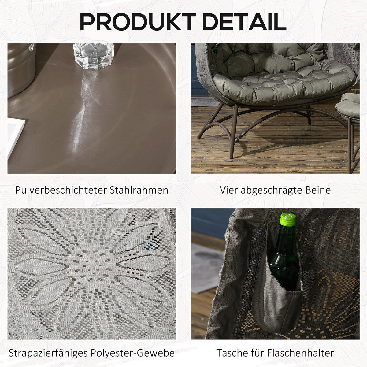 Outsunny Gartenstuhl sand Polypropylen B/H/L: ca. 75x126x142 cm Gartenstuhl-Set - sand (142,00/75,00/126,00cm) - Outsunny