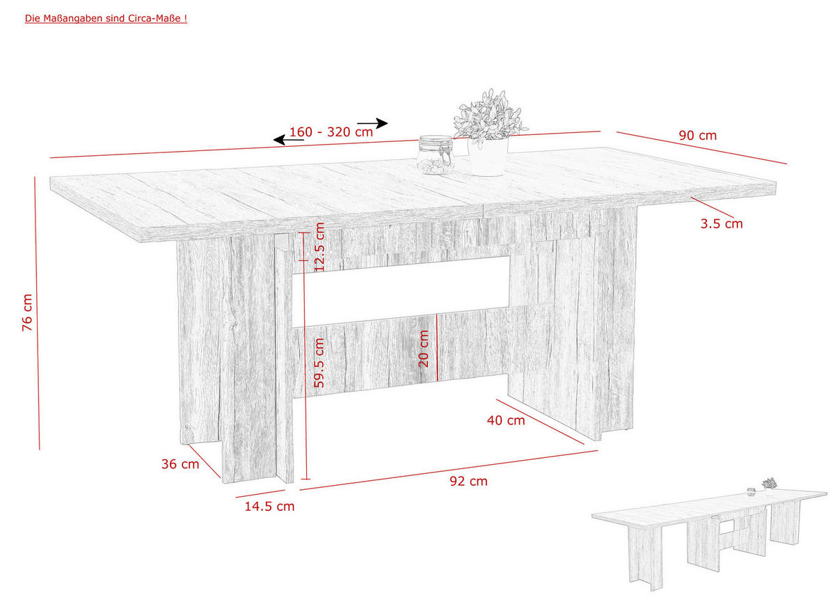 Esstisch LIA II Eiche Sand Nachbildung B/H/T: ca. 160x76x90 cm LIA II - Eiche (160,00/76,00/90,00cm) - Hela