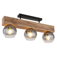 GLOBO Wandleuchte schwarz Rauch Metall Glas B/H/T: ca. 15x28x65 cm E27 3 Brennstellen MOITAS - schwarz/Rauch (15,00/28,00/65,00cm) - GLOBO