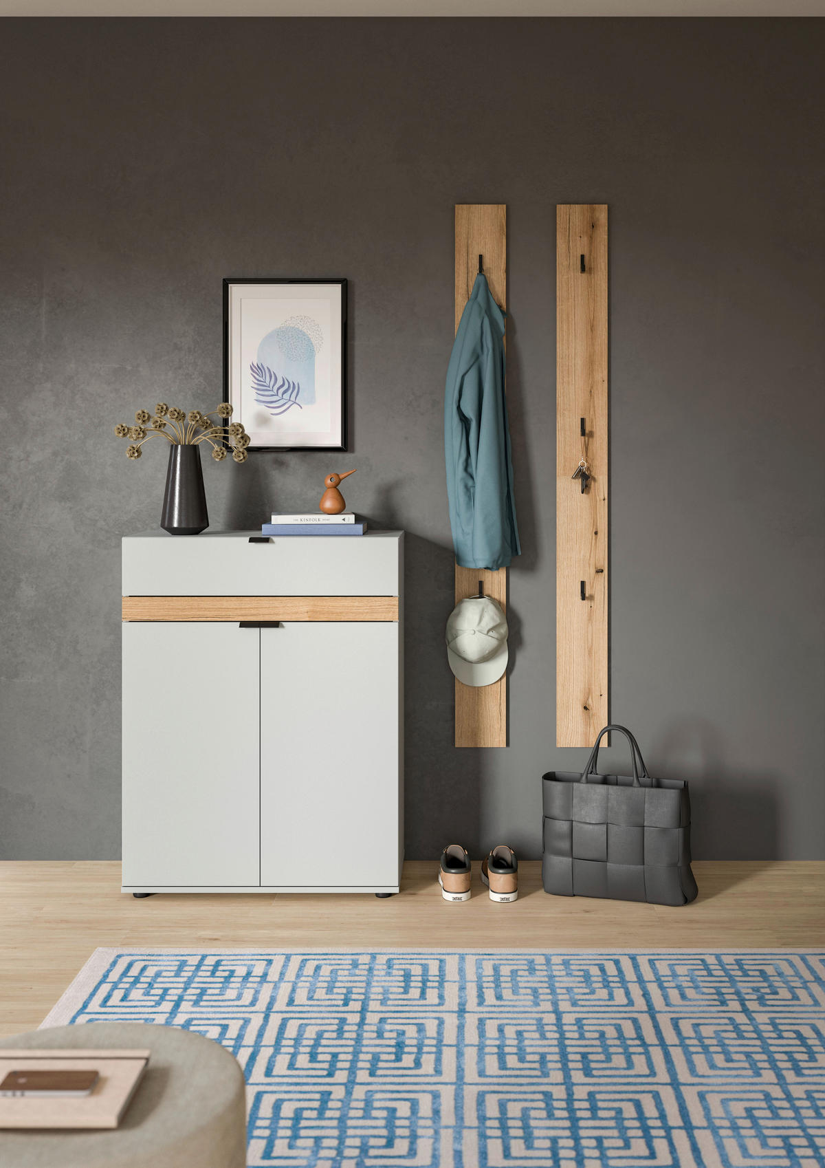 Garderobe Naro weiß Evoke Oak Nachbildung B/H/T: ca. 150x194x37 cm Naro - weiß (150,00/194,00/37,00cm) - xonox.home