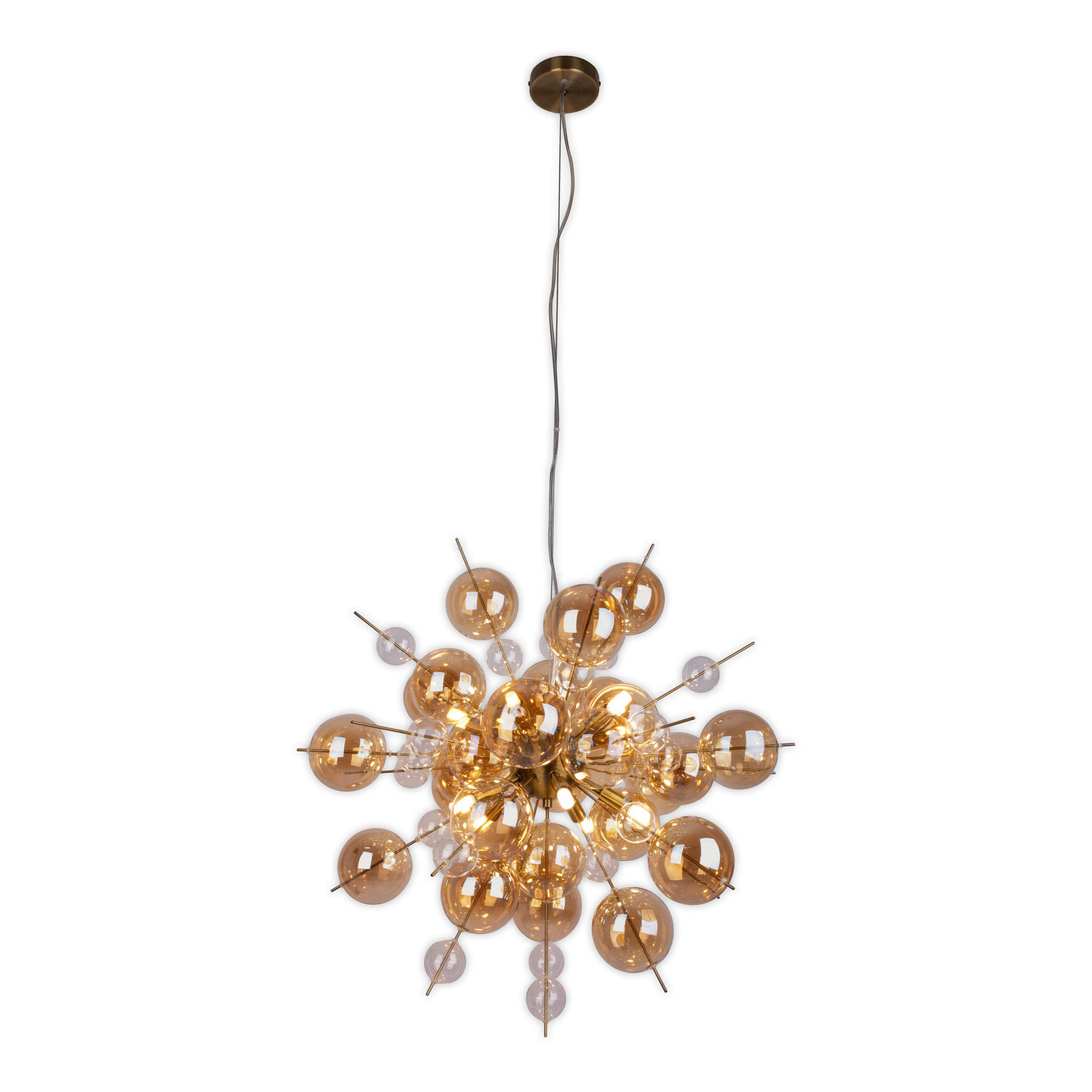 Näve Leuchten Pendelleuchte amber Glas Metall B/H/T/D: ca. 65x150x65x65 cm G9 10 Brennstellen EXPLOSION - amber (65,00/150,00/65,00cm) - Näve Leuchten