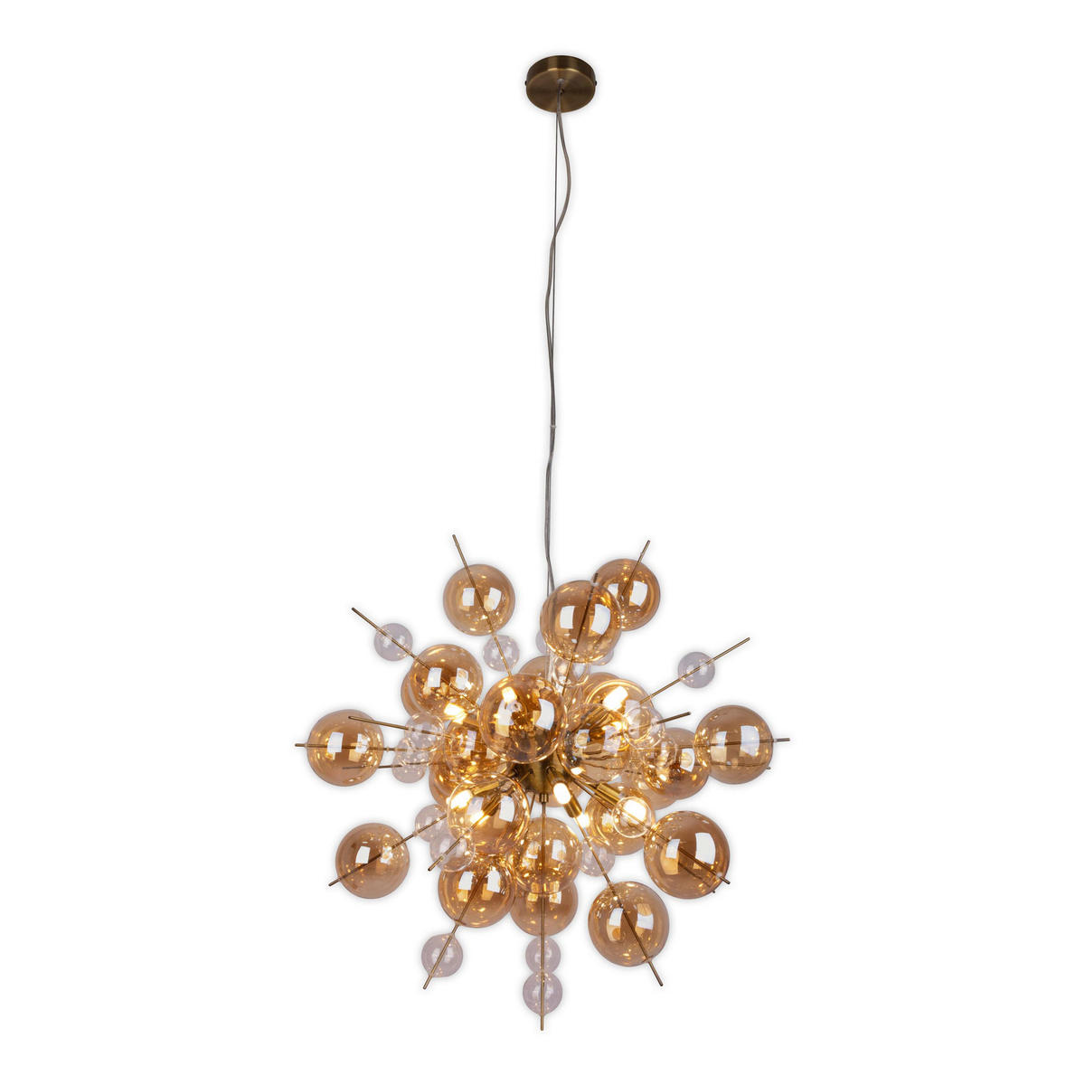Näve Leuchten Pendelleuchte amber Glas Metall B/H/T/D: ca. 65x150x65x65 cm G9 10 Brennstellen EXPLOSION - amber (65,00/150,00/65,00cm) - Näve Leuchten