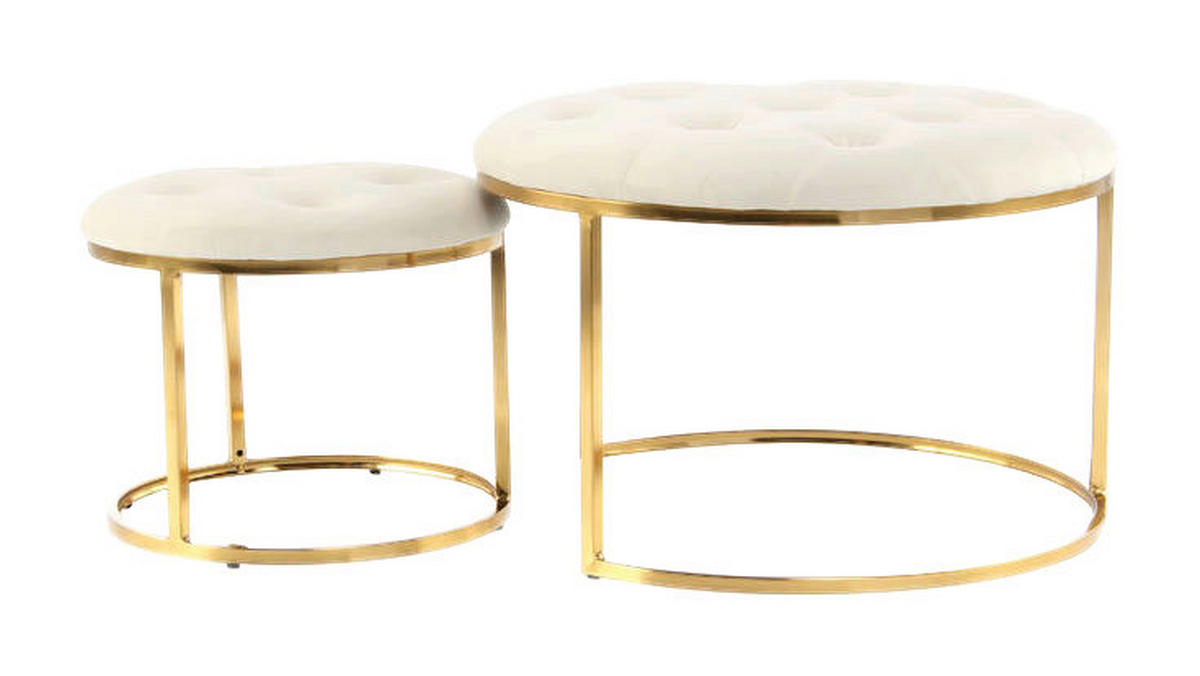 360 Living Hocker Myla 100 2er-Set elfenbein gold Metall Samt H/D: ca. 41x60 cm Myla 100 2er-Set - gold/elfenbein (60,00/41,00cm) - 360 Living