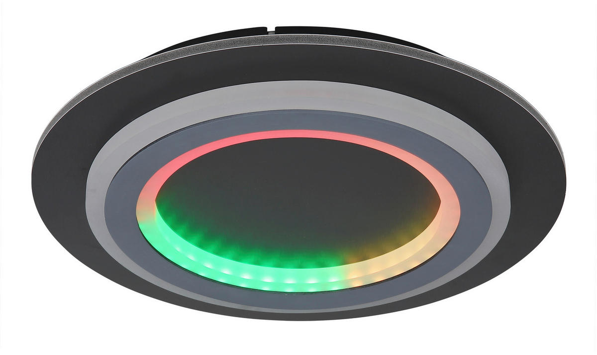 GLOBO LED-Deckenleuchte mattschwarz Opal grau Metall Kunststoff Acryl H/D: ca. 5,5x34 cm 1 Brennstellen JAYDEN - Opal/mattschwarz (34,00/5,50cm) - GLOBO