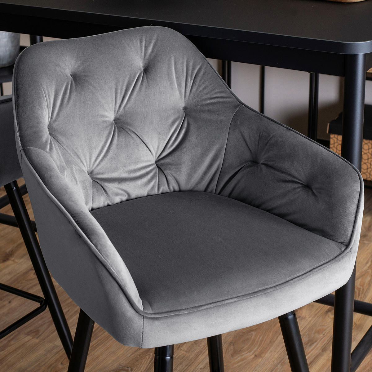 Barhocker SALEM grau Velourstoff B/H/T: ca. 53x105x58 cm SALEM - grau (53,00/105,00/58,00cm) - WIPMEB