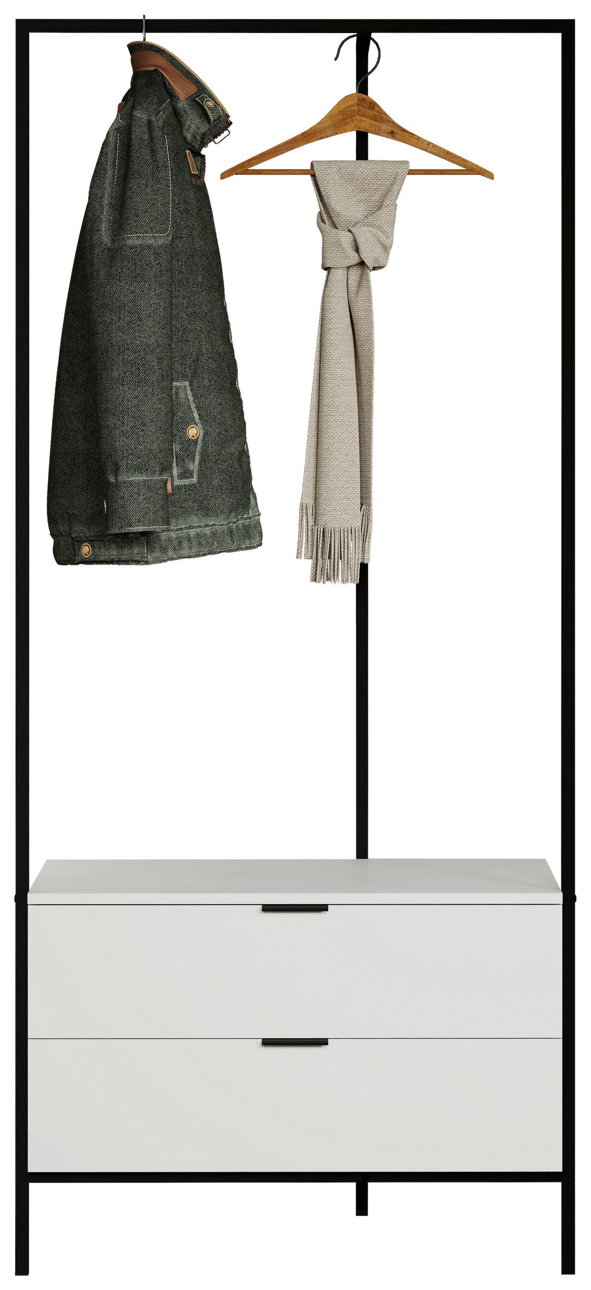 Garderobe Jody weiß matt schwarz B/H/T: ca. 85x190x47 cm Jody - weiß/schwarz (85,00/190,00/47,00cm) - Trendteam