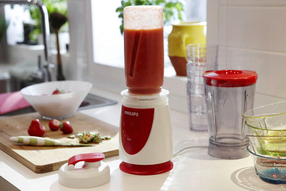 Blender rot Edelstahl B/H/L: ca. 13x23x24 cm Mini-Blender_Philips 1l - rot (24,00/13,00/23,00cm)