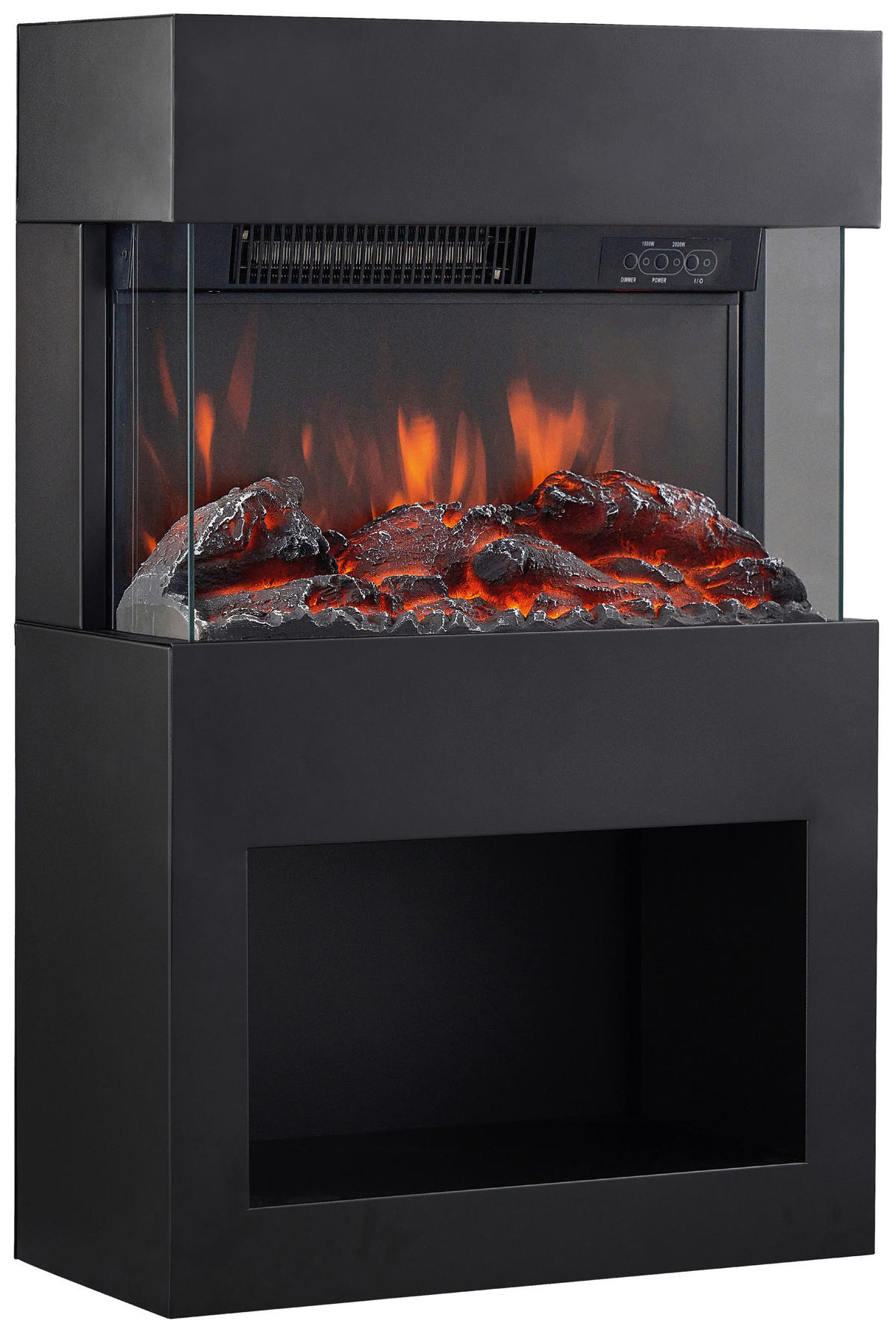 KAMINIO Elektrischer-Kamin HENRI schwarz Metall B/H/T: ca. 48x75x21,7 cm ca. 2000 W HENRI - schwarz (48,00/75,00/21,70cm) - KAMINIO