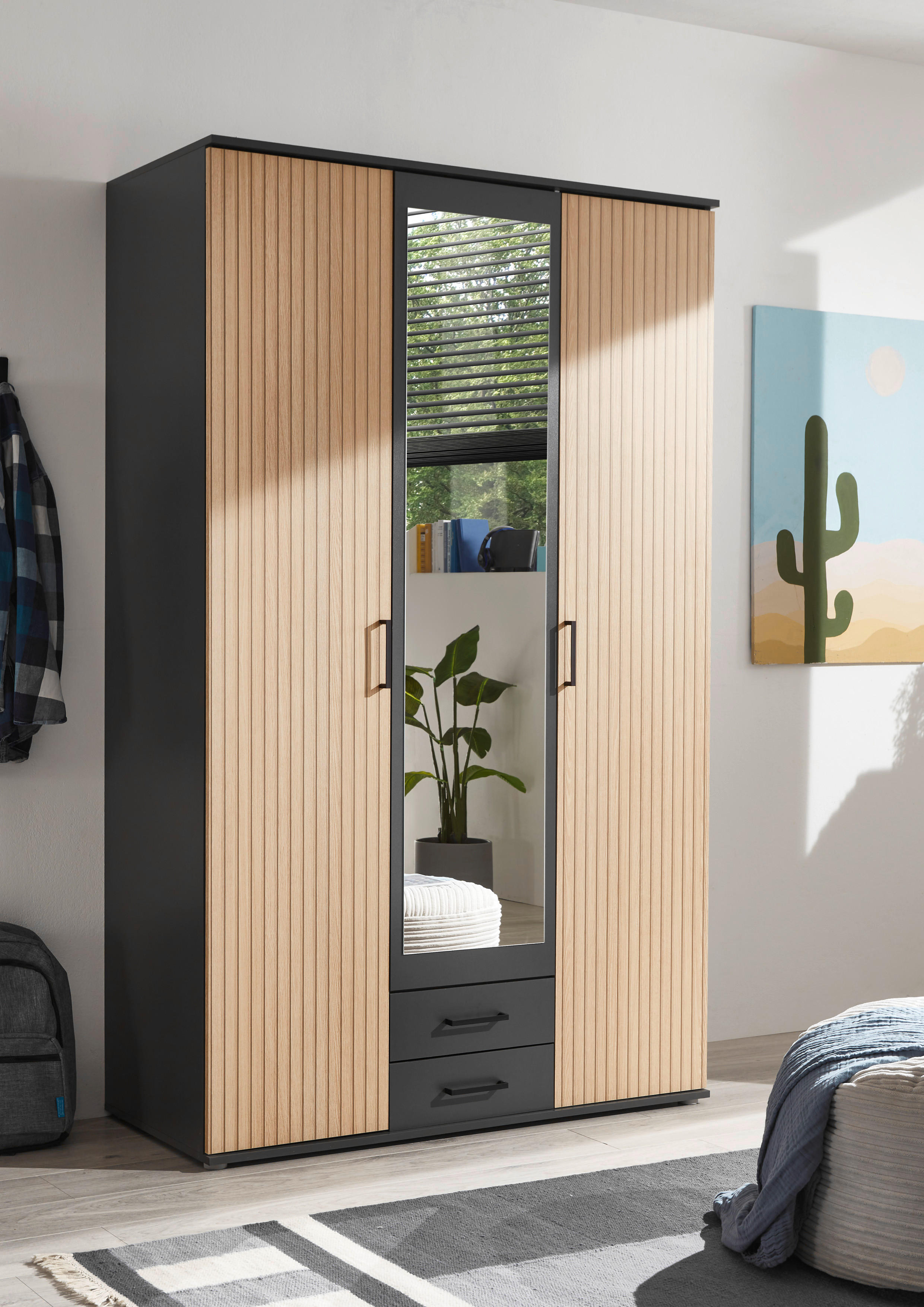 Kleiderschrank Laurie Graphit B/H/T: ca. 120x196x54 cm Laurie - Eiche/Graphit (120,00/196,00/54,00cm)