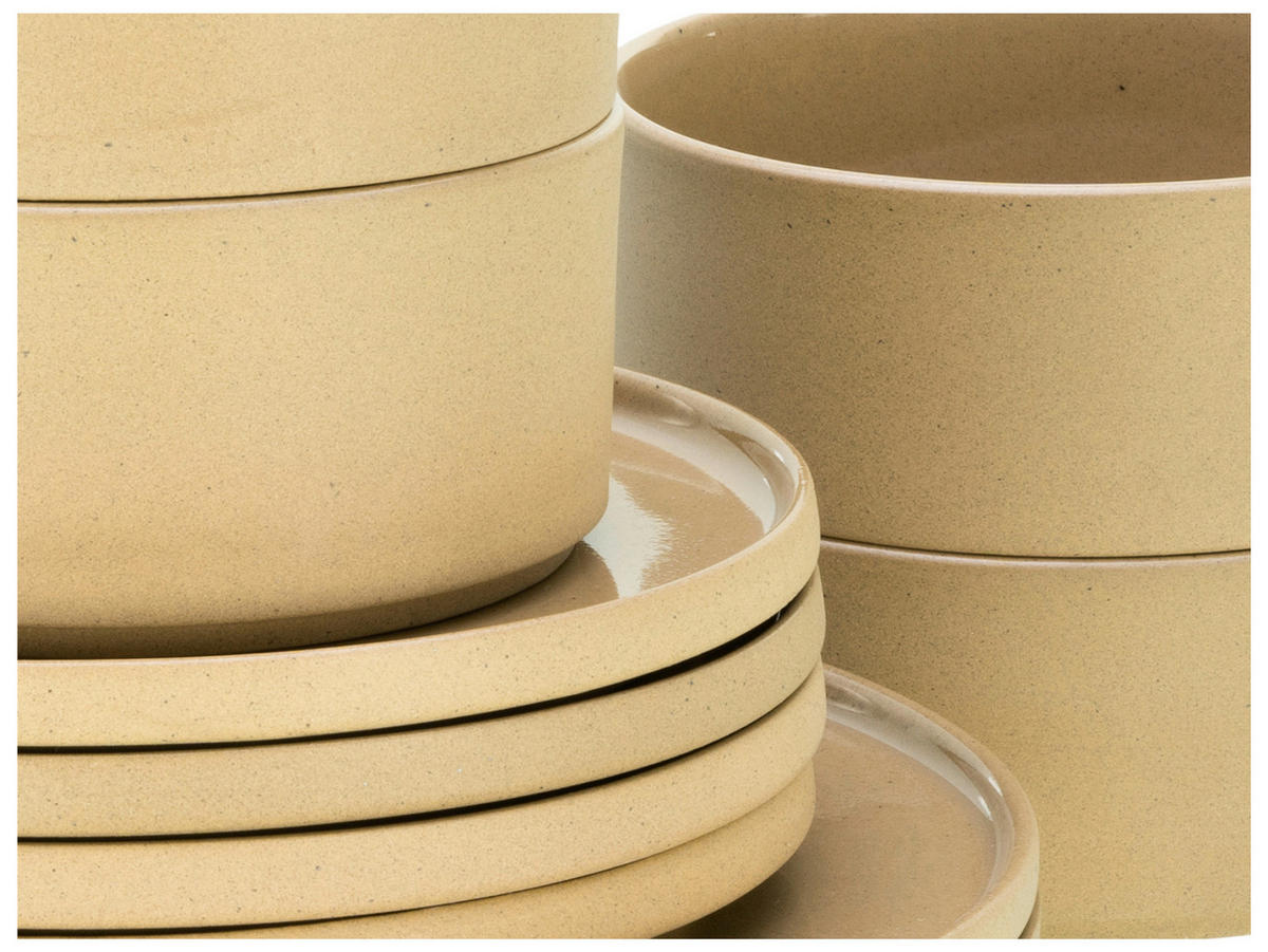CreaTable Tafelservice Futuro sand Steinzeug 12 tlg. Futuro - sand - CreaTable