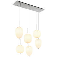 GLOBO Pendelleuchte nickel Glas Metall B/H/T: ca. 34x120x80 cm 6.0 Brennstellen 15345-6NO - nickel (34,00/120,00/80,00cm) - GLOBO