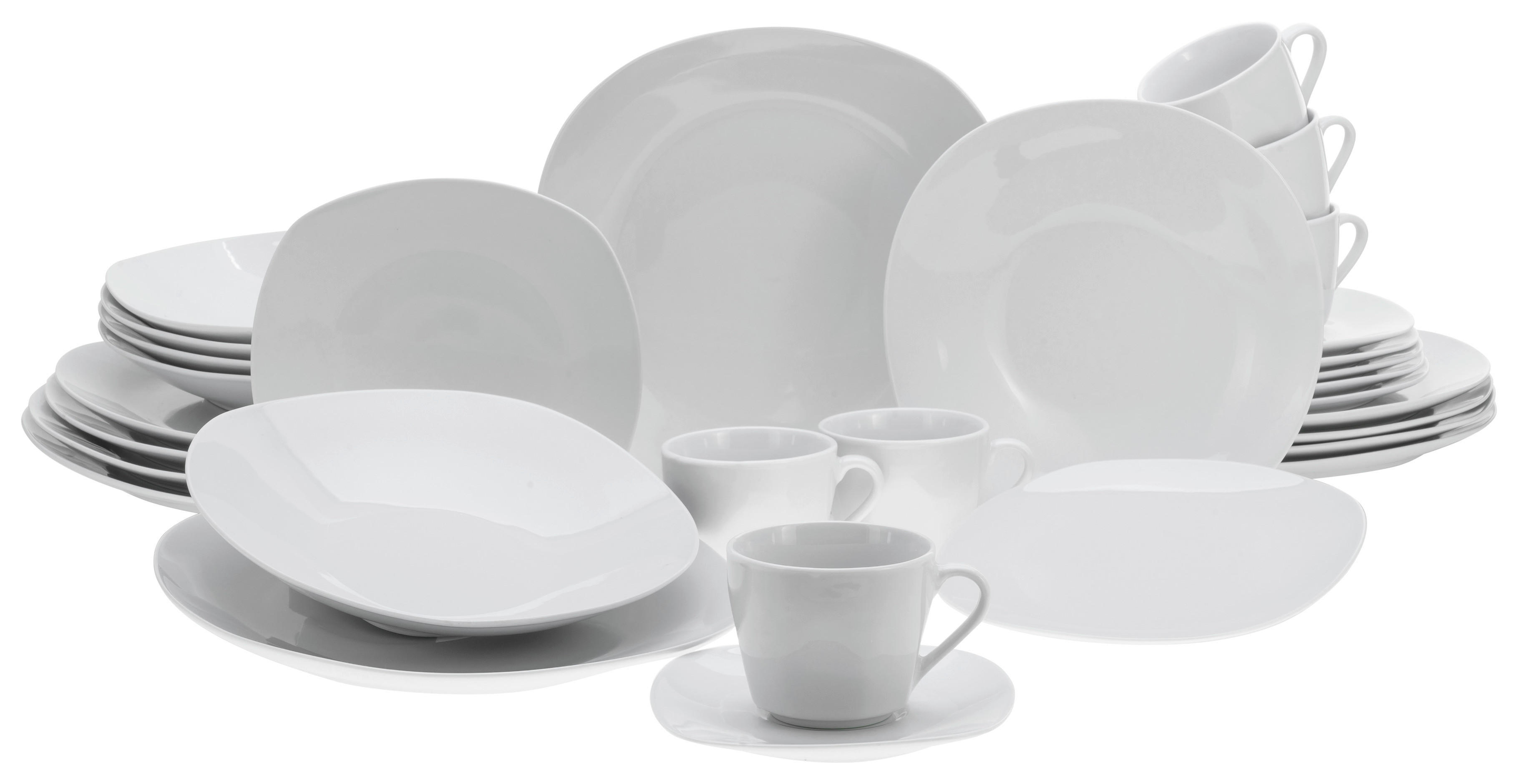 CreaTable Kombiservice Square weiß Porzellan 30 tlg. Square - weiß - CreaTable