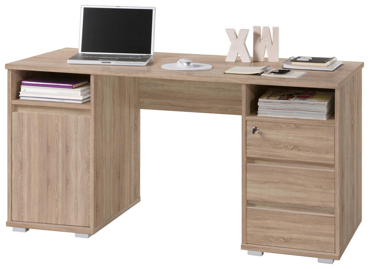 Schreibtisch Primus Eiche Sonoma Nachbildung B/H/T: ca. 145x74x65 cm Primus - Eiche (145,00/74,00/65,00cm)