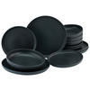CreaTable Tafelservice Uno schwarz Steinzeug 12 tlg. Uno - schwarz - CreaTable