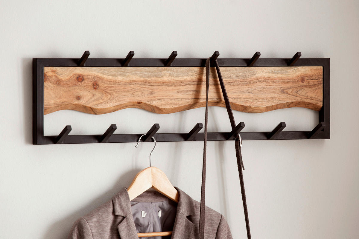 Wandgarderobe Akazie Nachbildung B/H/T: ca. 80x22x8 cm Wandgarderobe - (80,00/22,00/8,00cm) - Wohnling