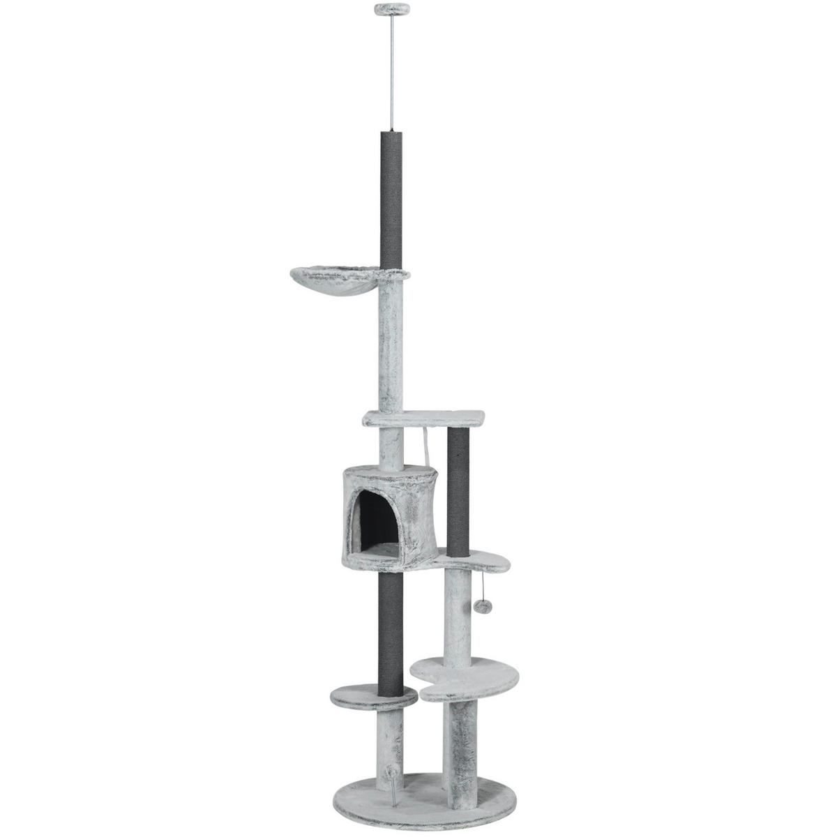 PawHut Kratzbaum grau Spanplatte B/H/L: ca. 60x255x60 cm Kratzbaum - grau (60,00/60,00/255,00cm) - PawHut