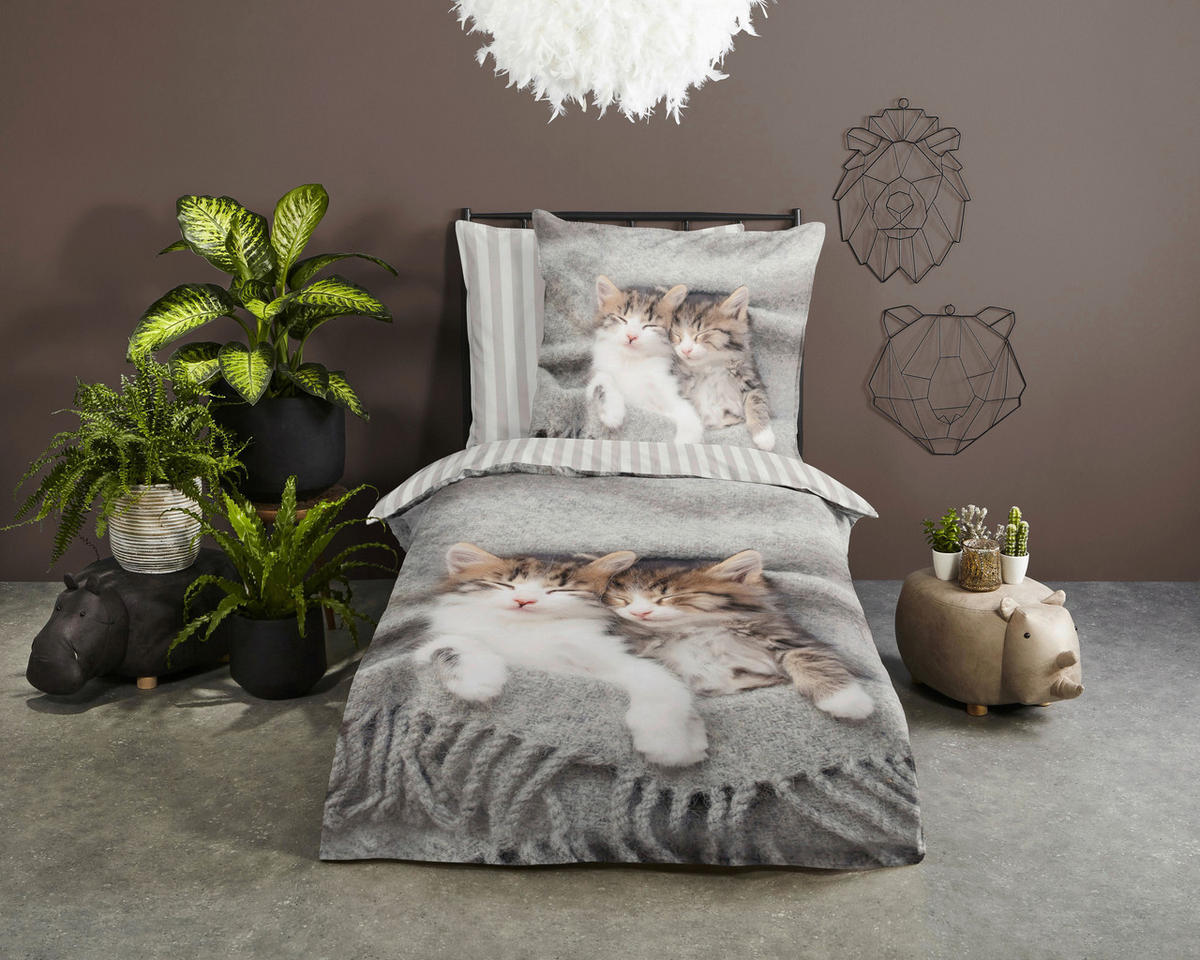Bettwäsche Snooze grau Polyester B/L: ca. 135x200 cm Snooze - grau (135,00/200,00cm) - Pure