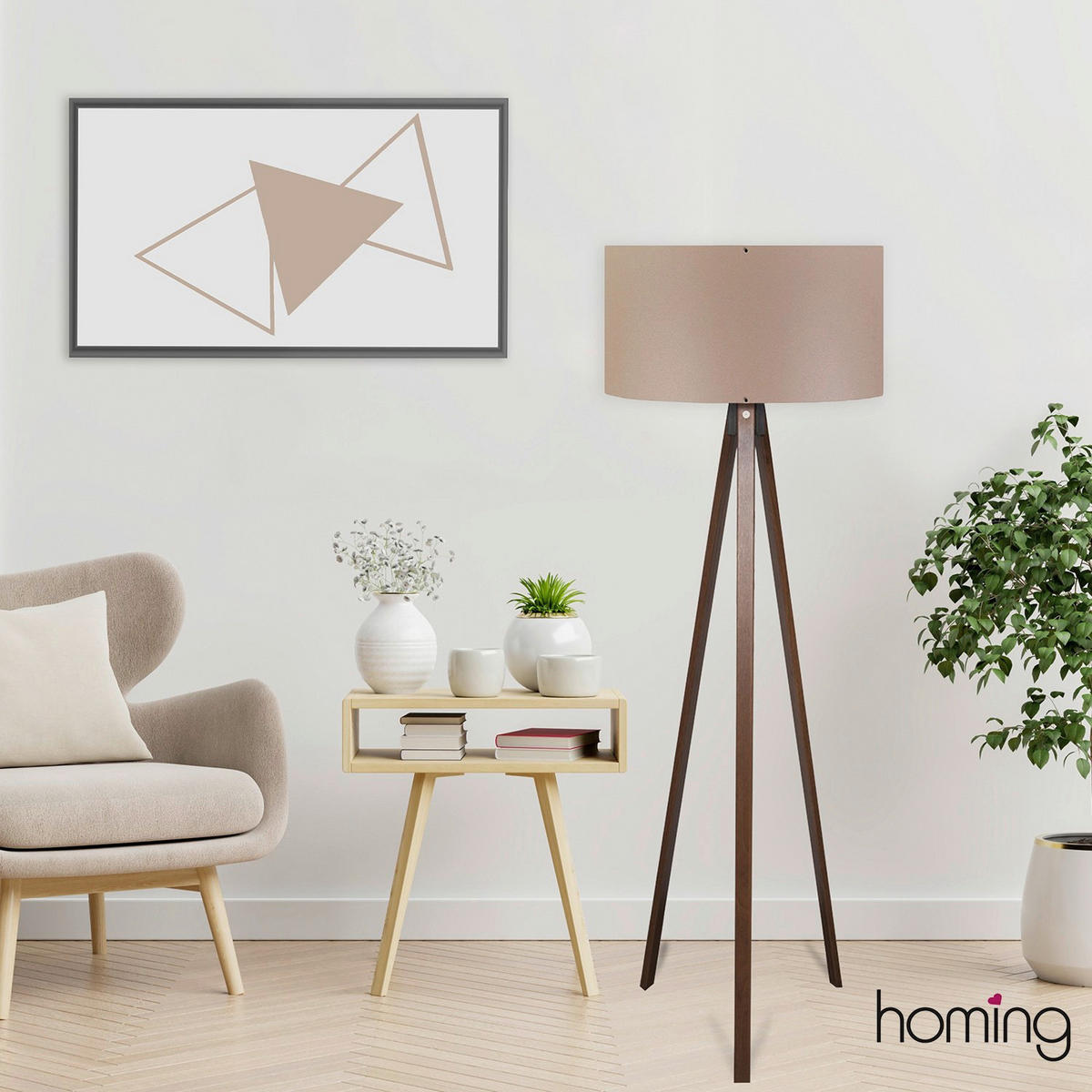 Opviq Stehleuchte braun PVC MDF B/H/T/L/D: ca. 38x140x38x38x38 cm E27 1 Brennstellen AYD - braun (38,00/38,00/140,00cm) - Opviq