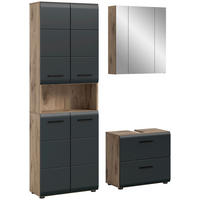 Badezimmer-Set Ice Nox Oak Nachbildung schwarz matt B/H/T: ca. 135x185x30 cm Ice - schwarz (135,00/185,00/30,00cm) - xonox.home