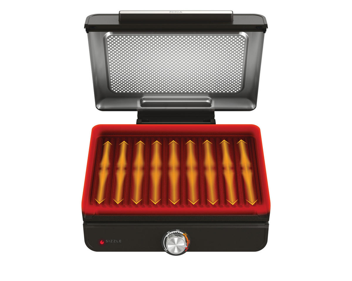 Ninja Grillplatte schwarz Edelstahl Aluminium B/H/L: ca. 7x13x37,5 cm Sizzle GR101EU - schwarz (37,50/7,00/13,00cm) - Ninja