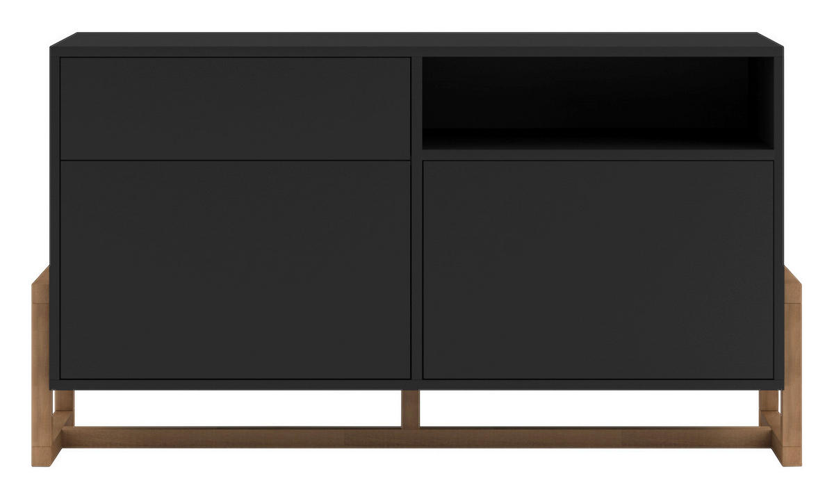 Sideboard Oslo schwarz matt Eiche Nachbildung B/H/T: ca. 119,2x64,7x42 cm Oslo - Eiche/schwarz (119,20/64,70/42,00cm) - WIPMEB