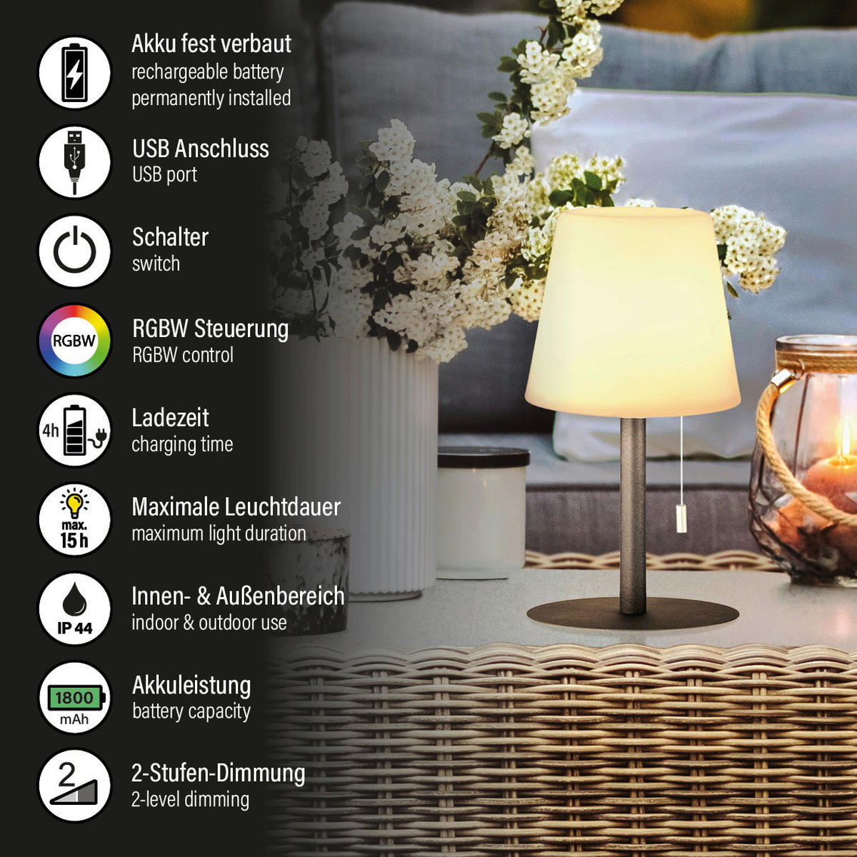 LED-Außenleuchte 850135 Garden weiß anthrazit H/D: ca. 29x15 cm Garden - weiß/anthrazit (15,00/29,00cm) - easy! by FHL