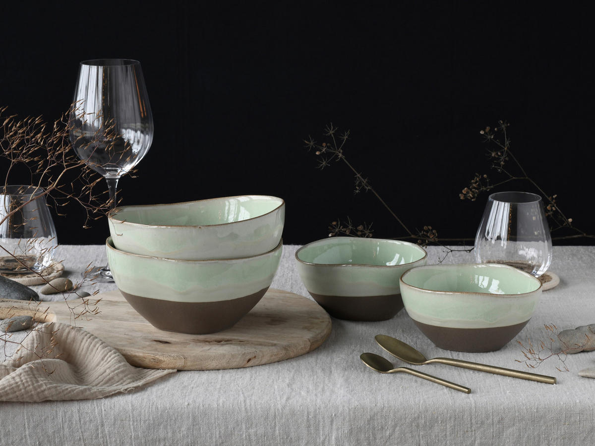 CreaTable Bowl-Set Basalt Bio salbei Steinzeug Basalt Bio - salbei - CreaTable