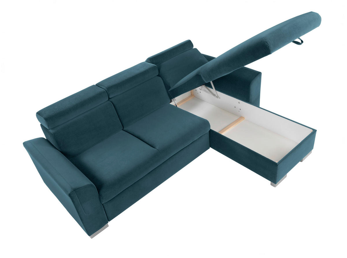 Funktionsecke Evia petrol Microfaser B/H/T: ca. 243x85x186 cm Evia - petrol/silber (243,00/85,00/186,00cm)