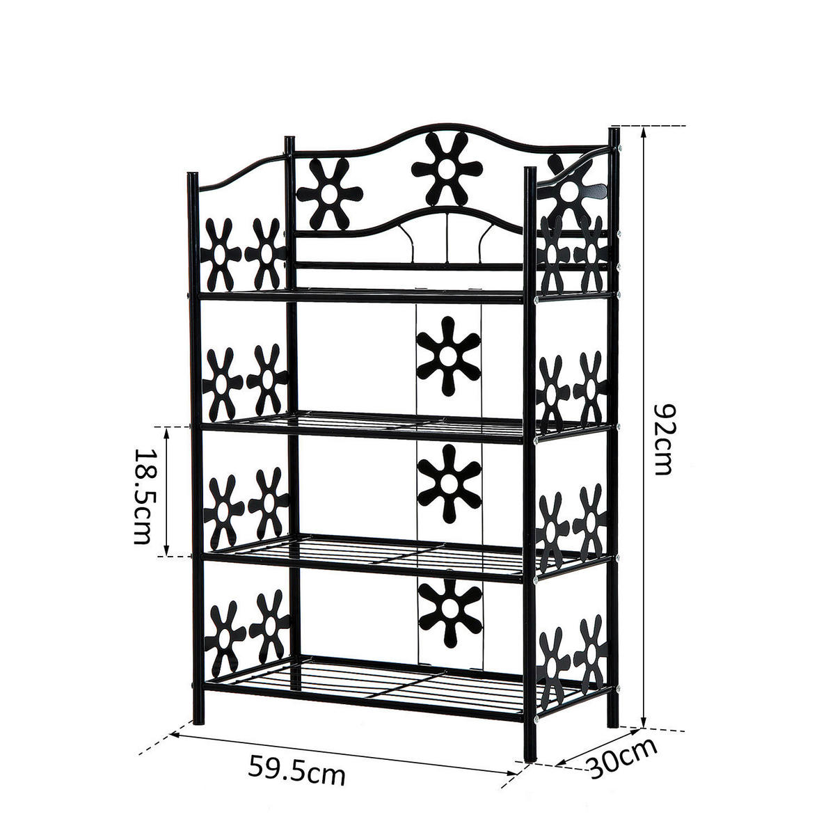 HOMCOM Standregal Standregal 4 Etagen 833-282 - schwarz (60,00/30,00/92,00cm) - HOMCOM