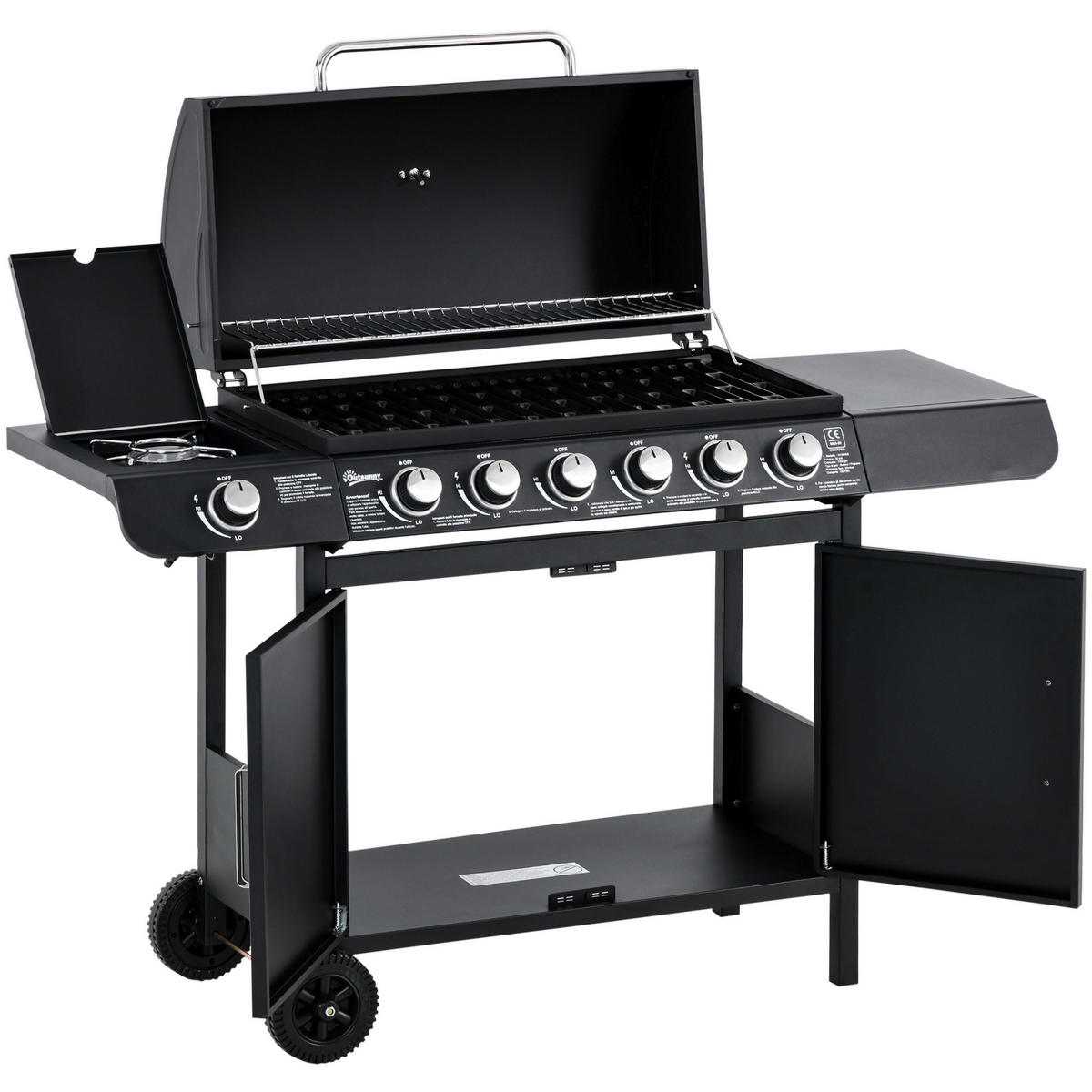 Outsunny Gasgrill Metall B/H/L: ca. 50x100x135 cm Gasgrill - schwarz (135,00/50,00/100,00cm) - Outsunny